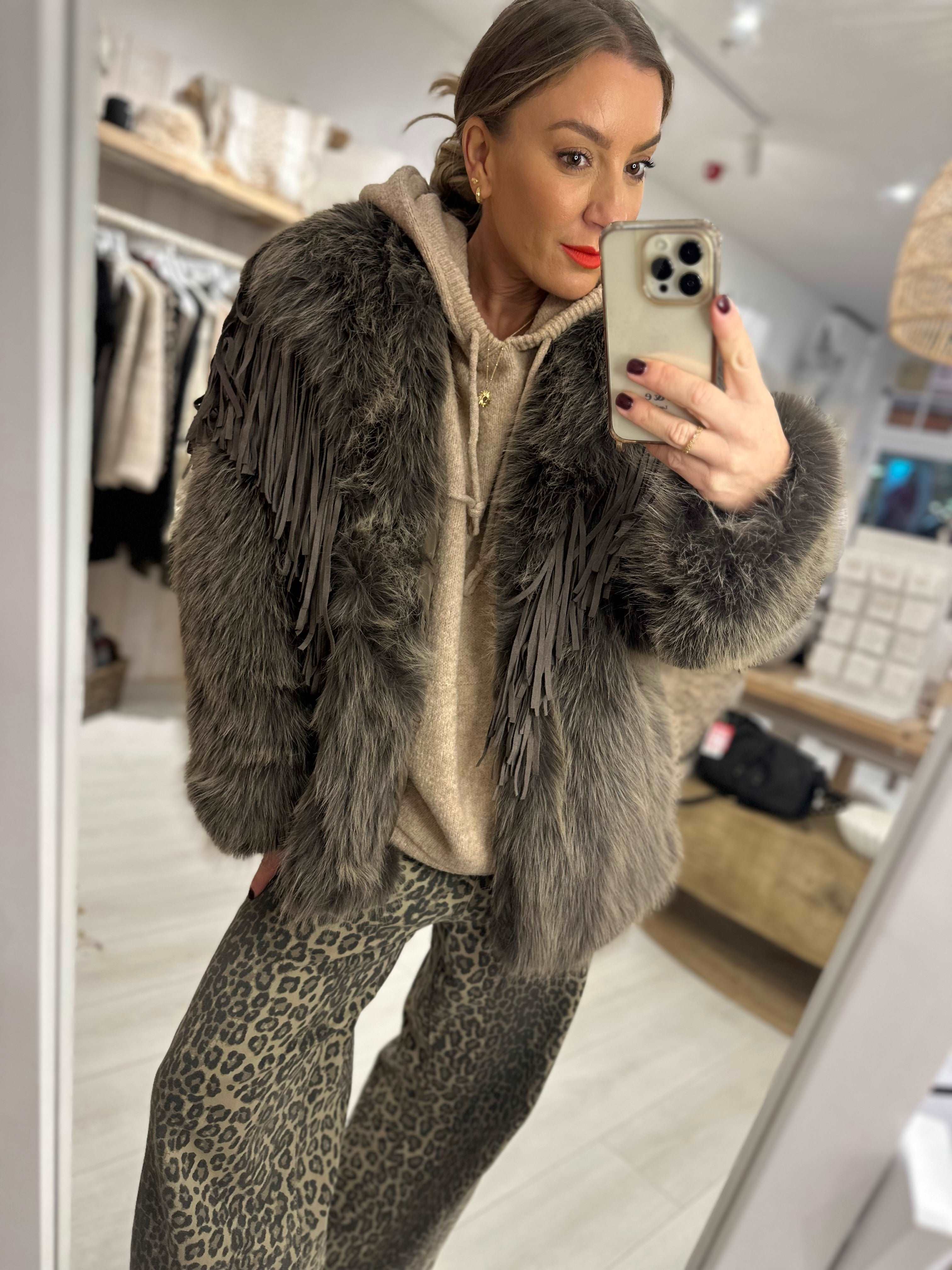 Hermione Faux Fur Tassel Coat