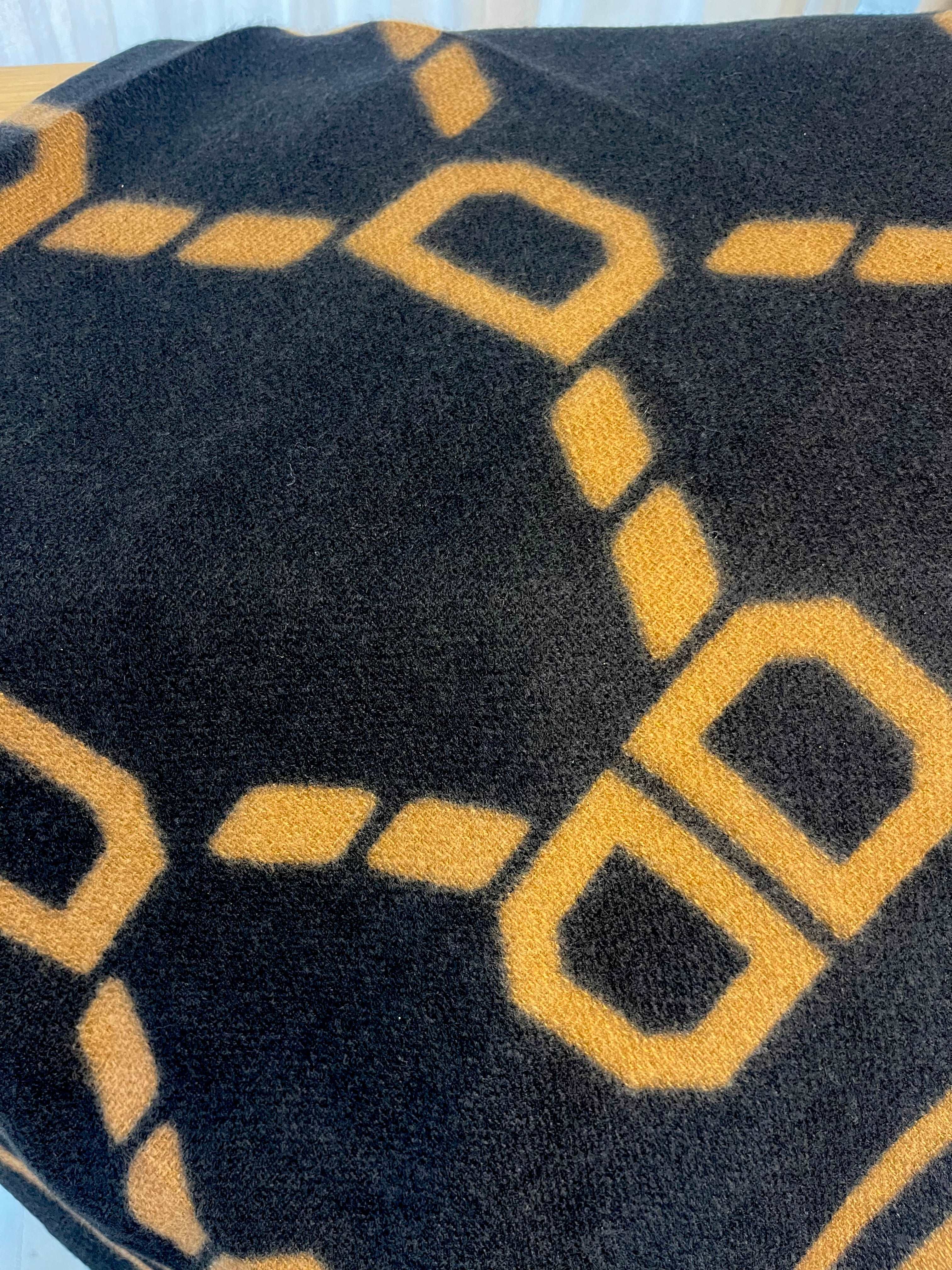 Black and Camel Diamond Pattern Scarf