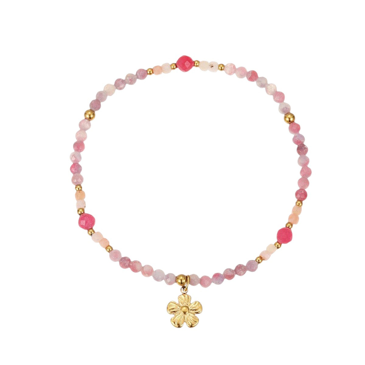 Natural stone flower pendant bracelet