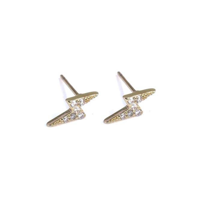 Crystal lightning bolt earring in silver