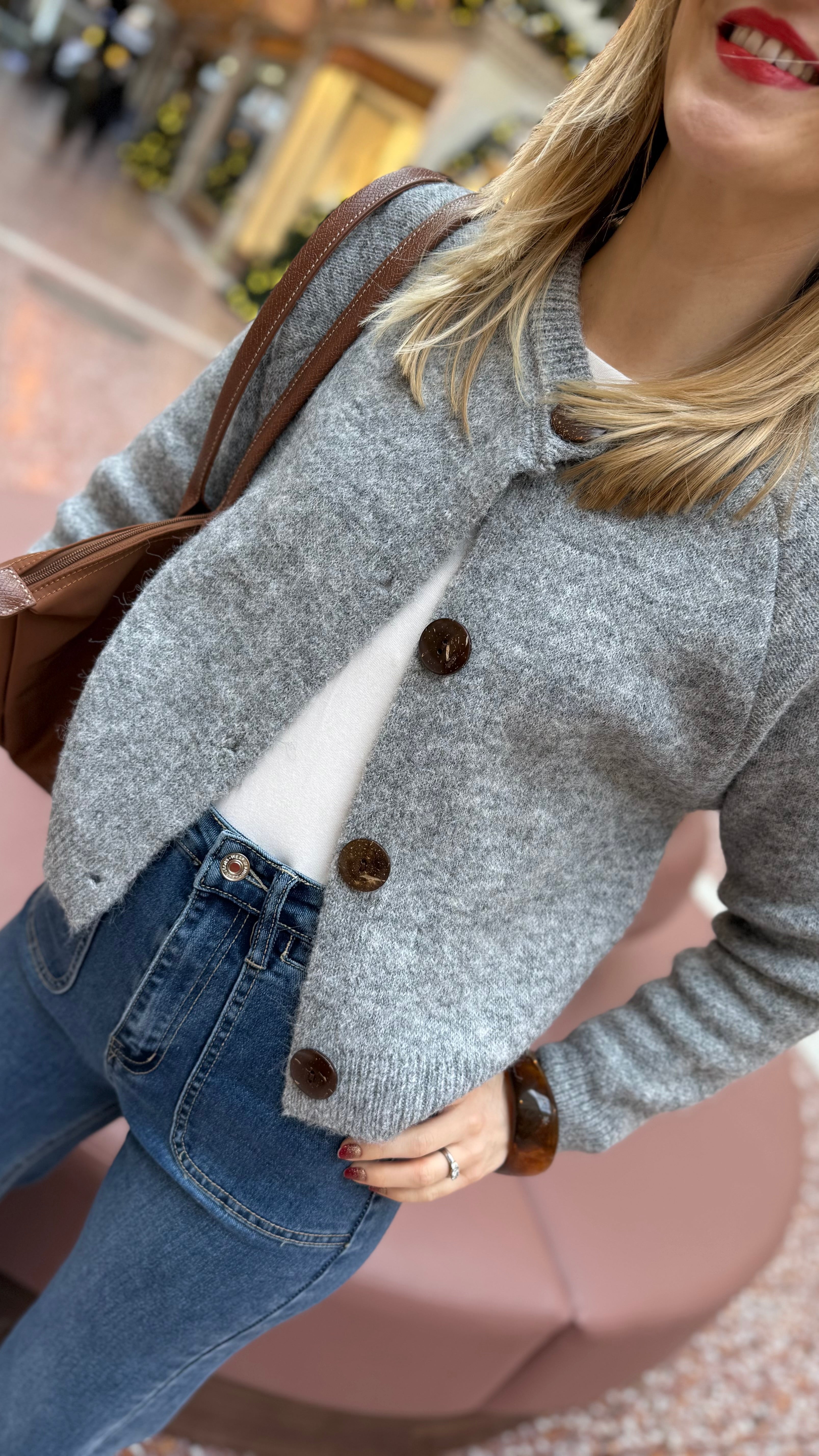 Brushed Knit Wool Blend Cardigan