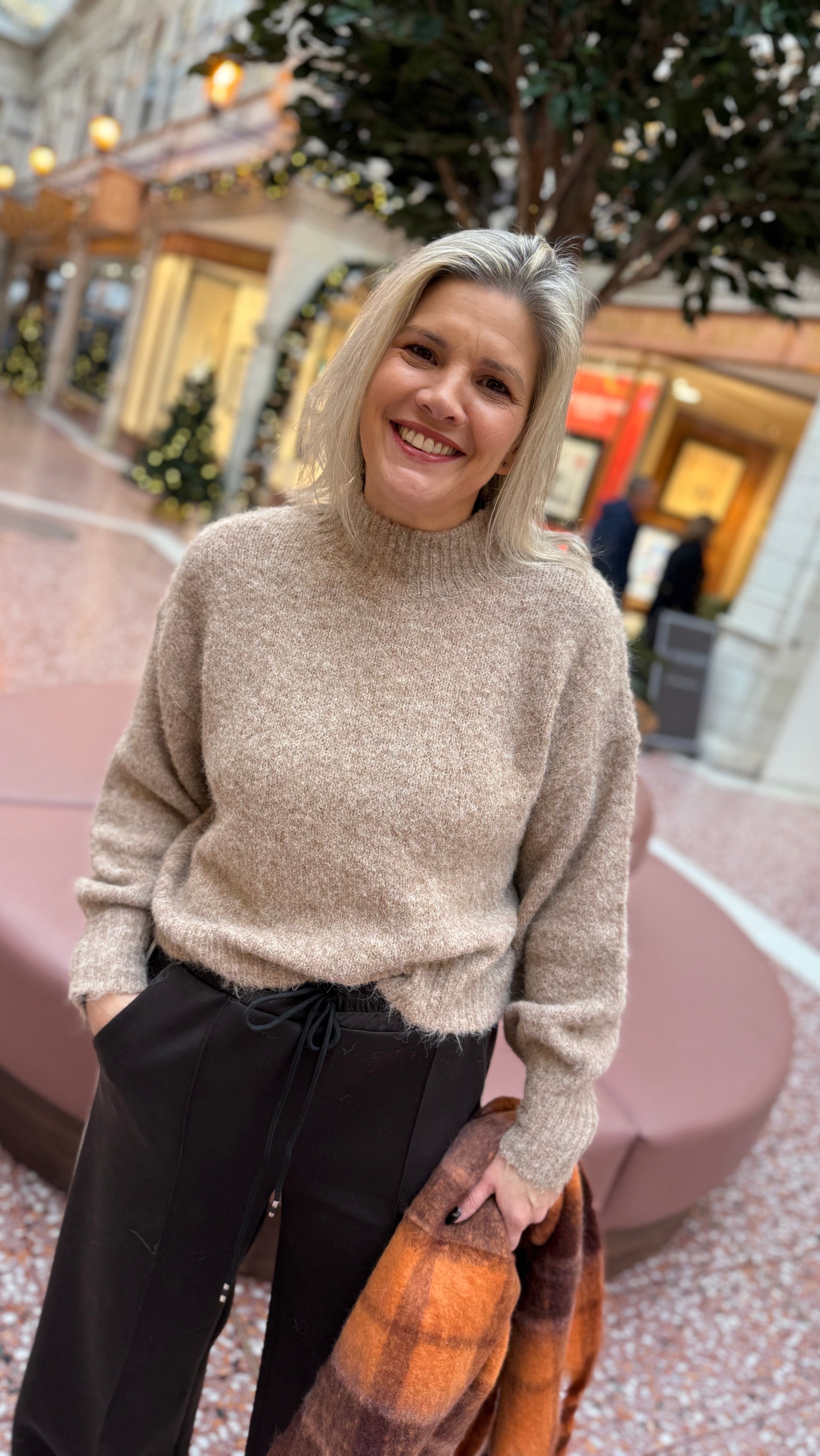 Mohair Blend Knit High Neck Jumper