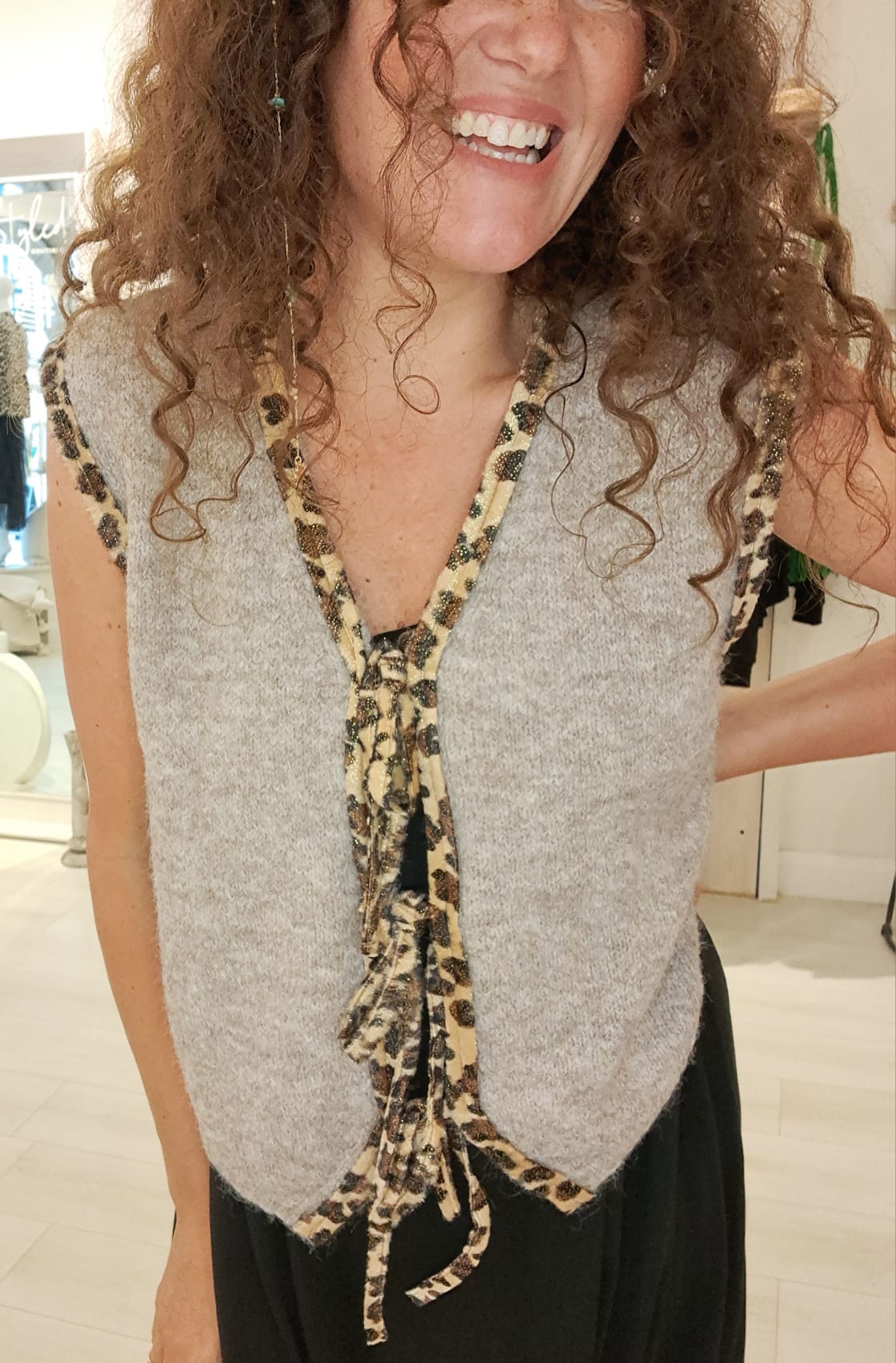 Leopard Knit Waistcoat