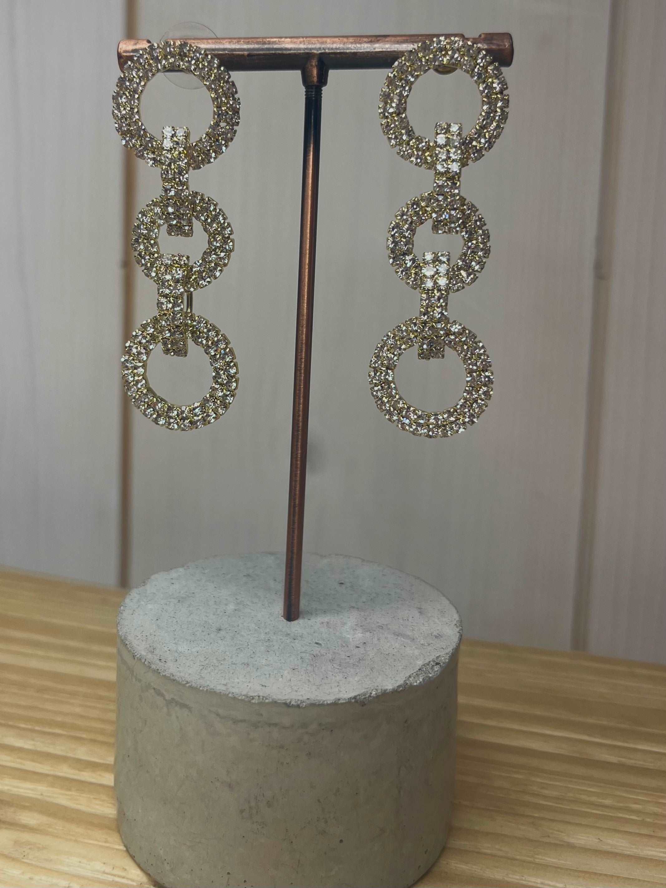 Crystal Circles Earrings Gold