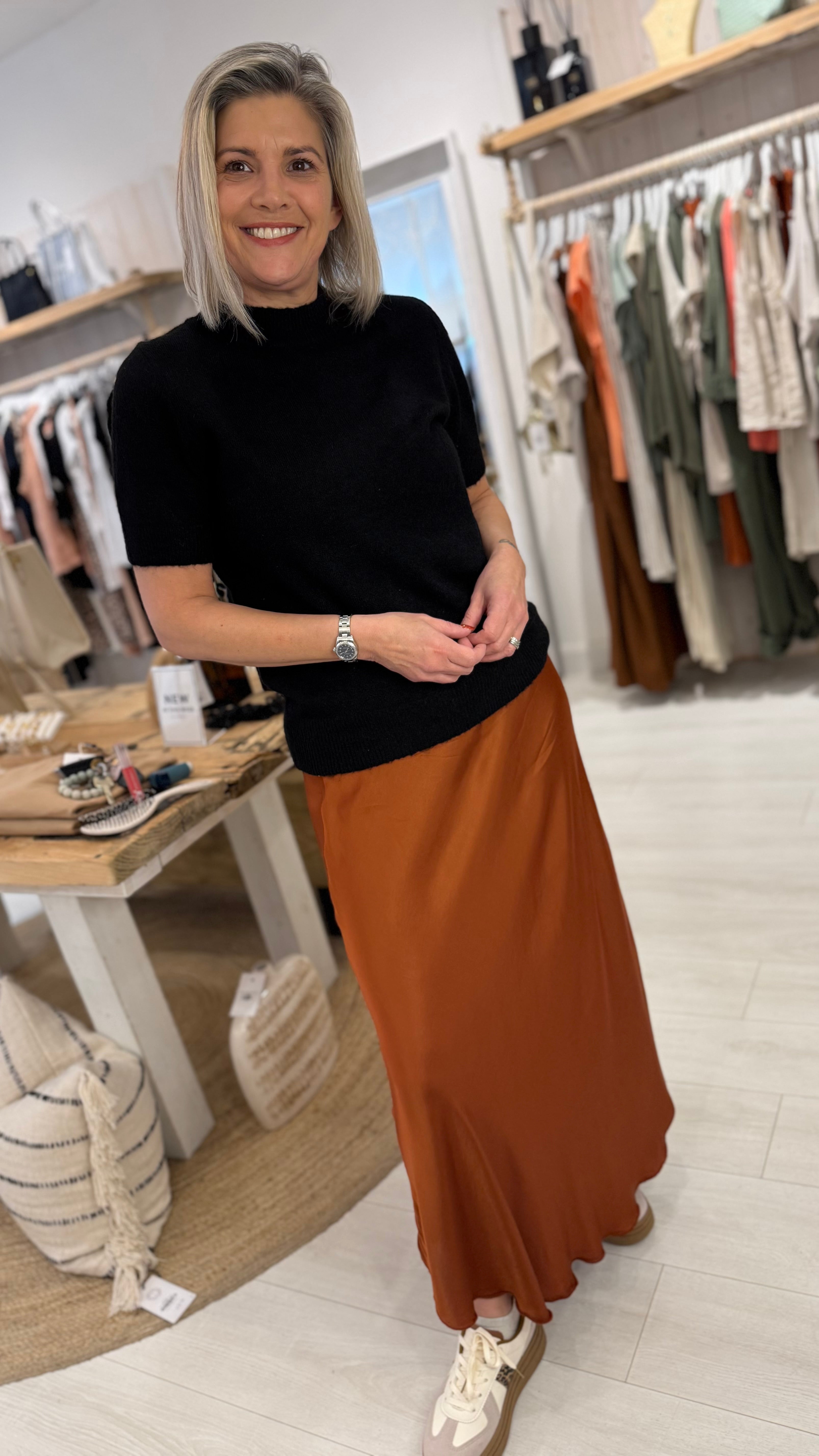 Satin Midi Skirt