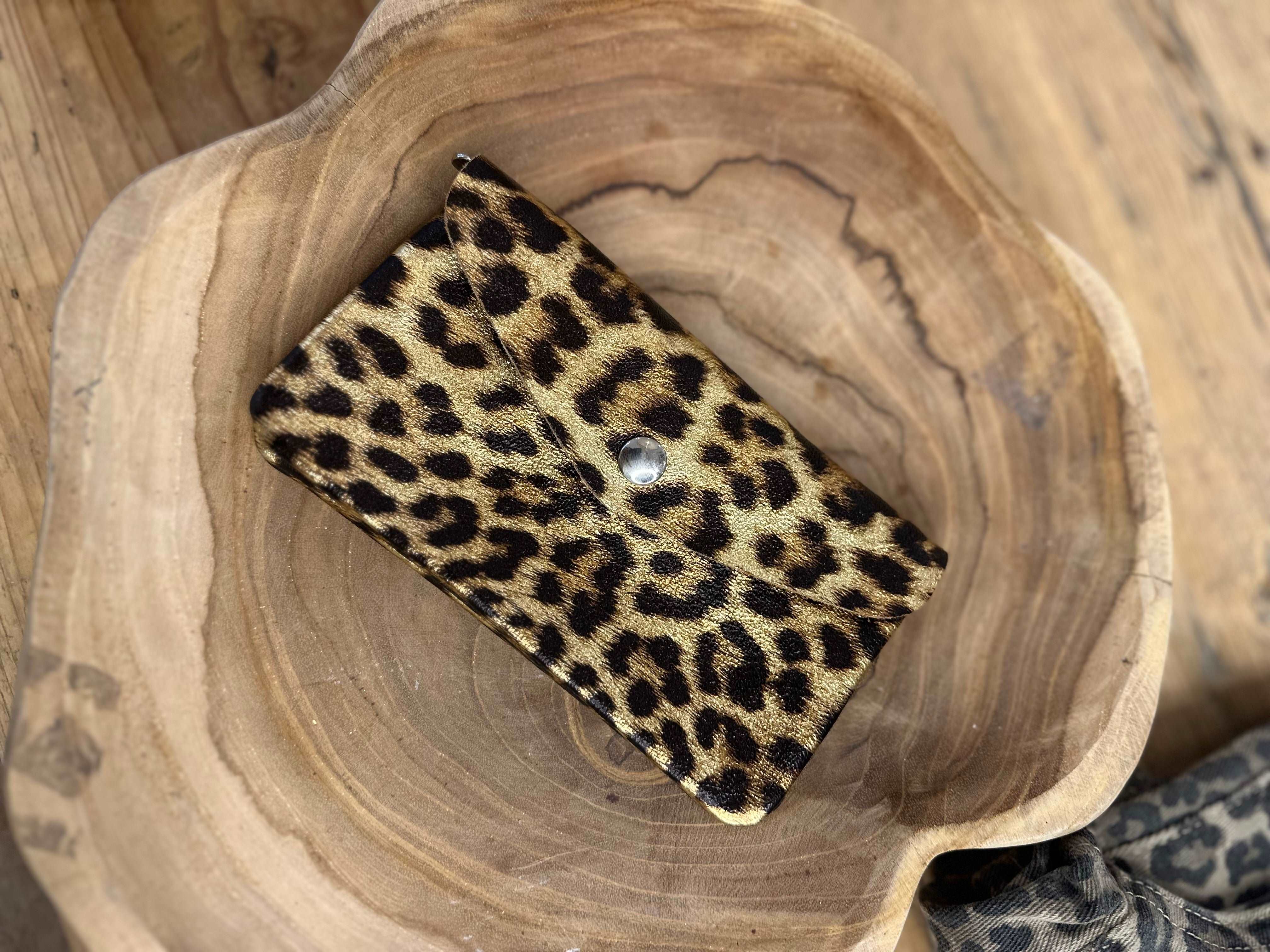 Metallic Leopard Large Purse