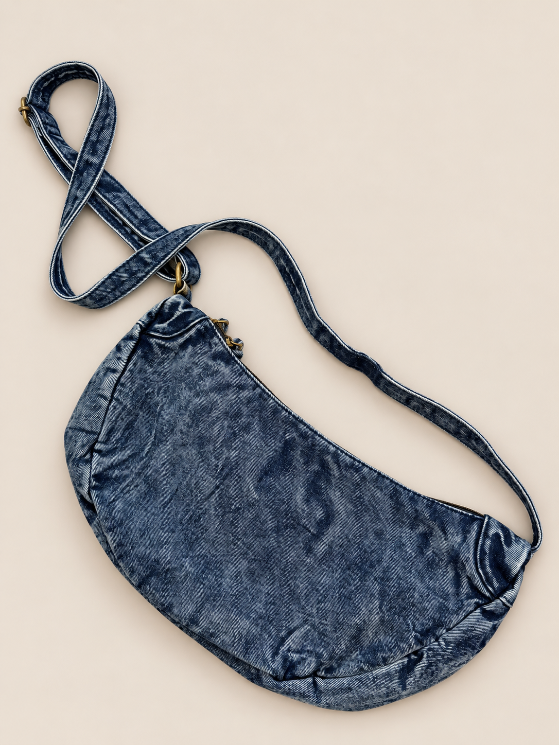 Denim Half Moon Bag