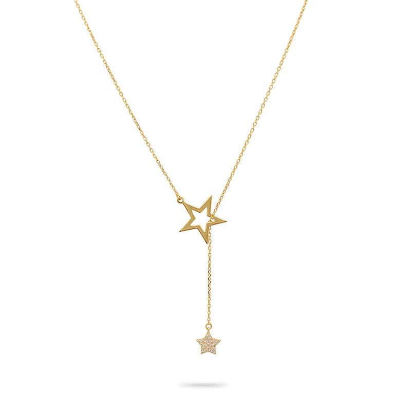 Double Star Lariat Necklace