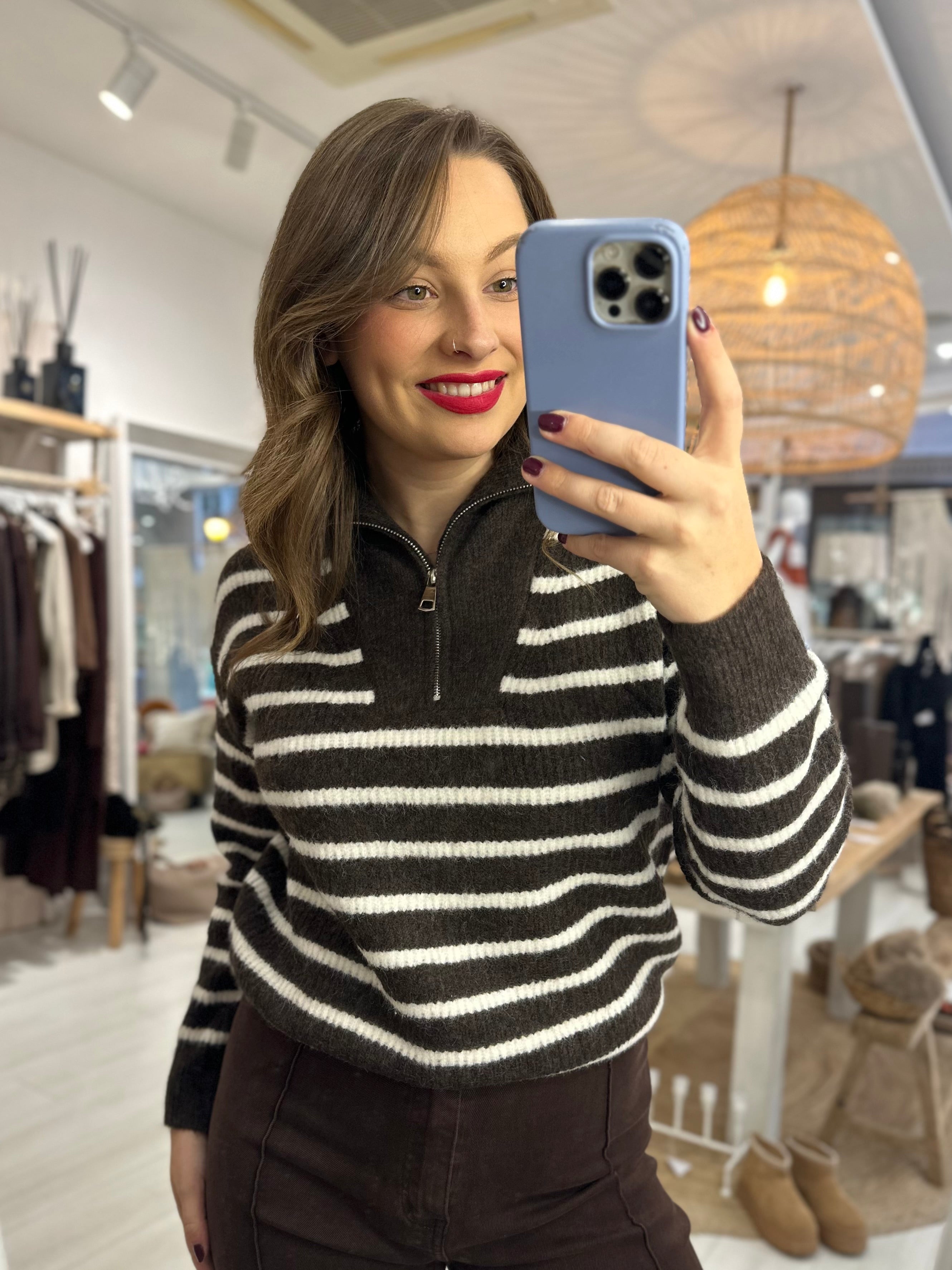 Wren Striped 1/4 Zip Jumper