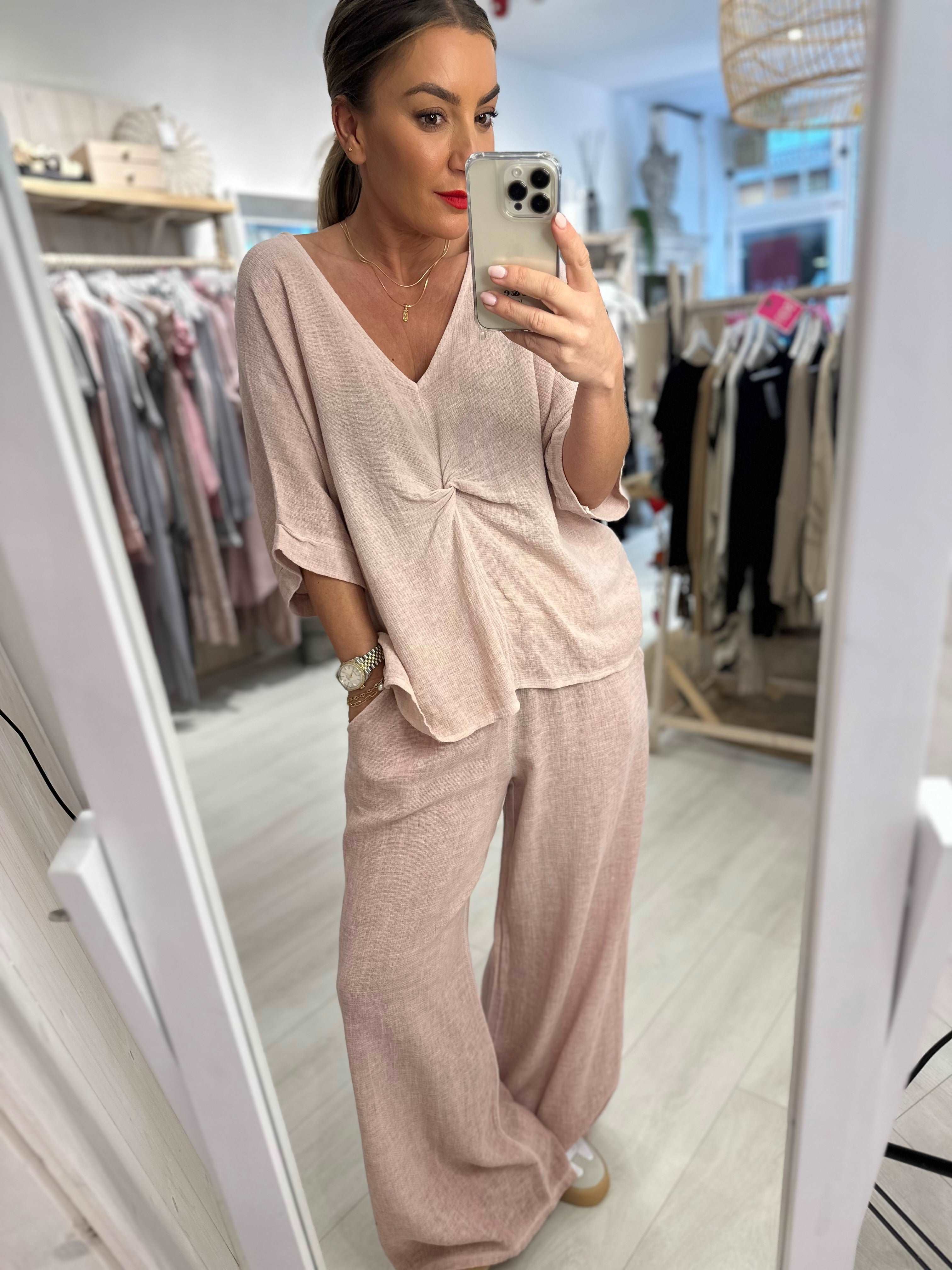 Carolta Cheesecloth V-Neck Top