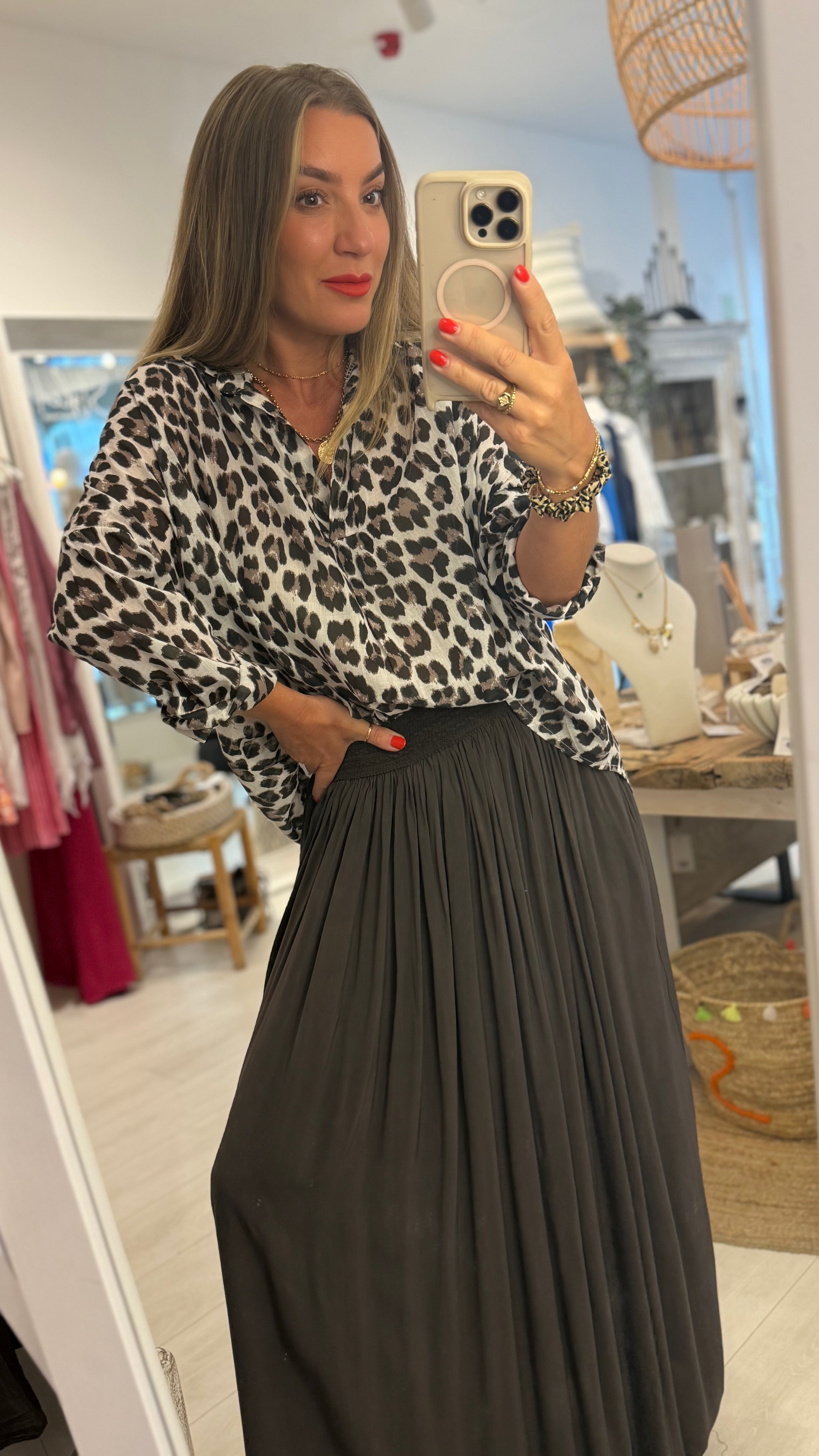 Esme Cotton Leopard Blouse