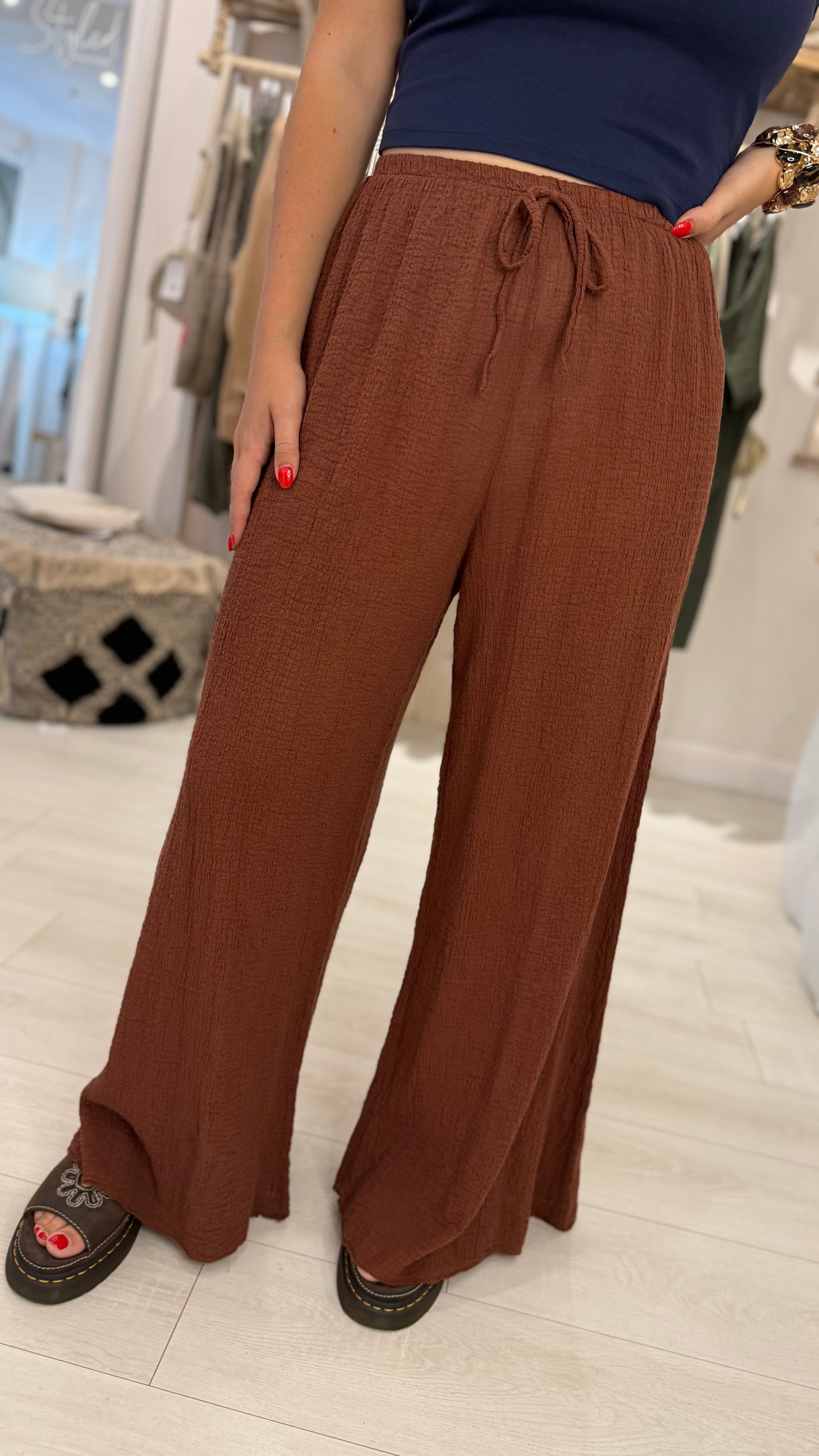 Crinkle Micro Flare Trousers