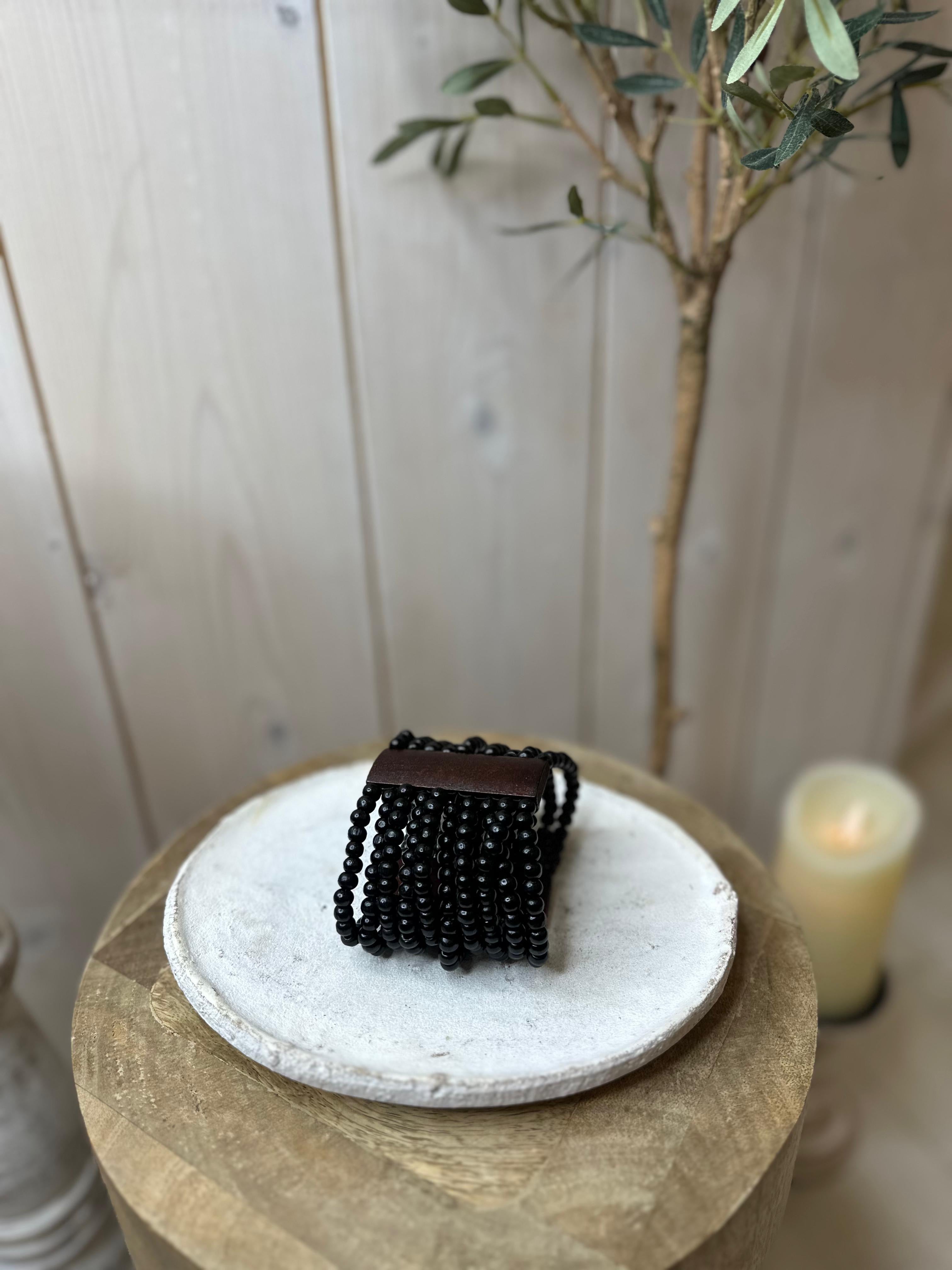 Wood Beaded Cuff Bracelet