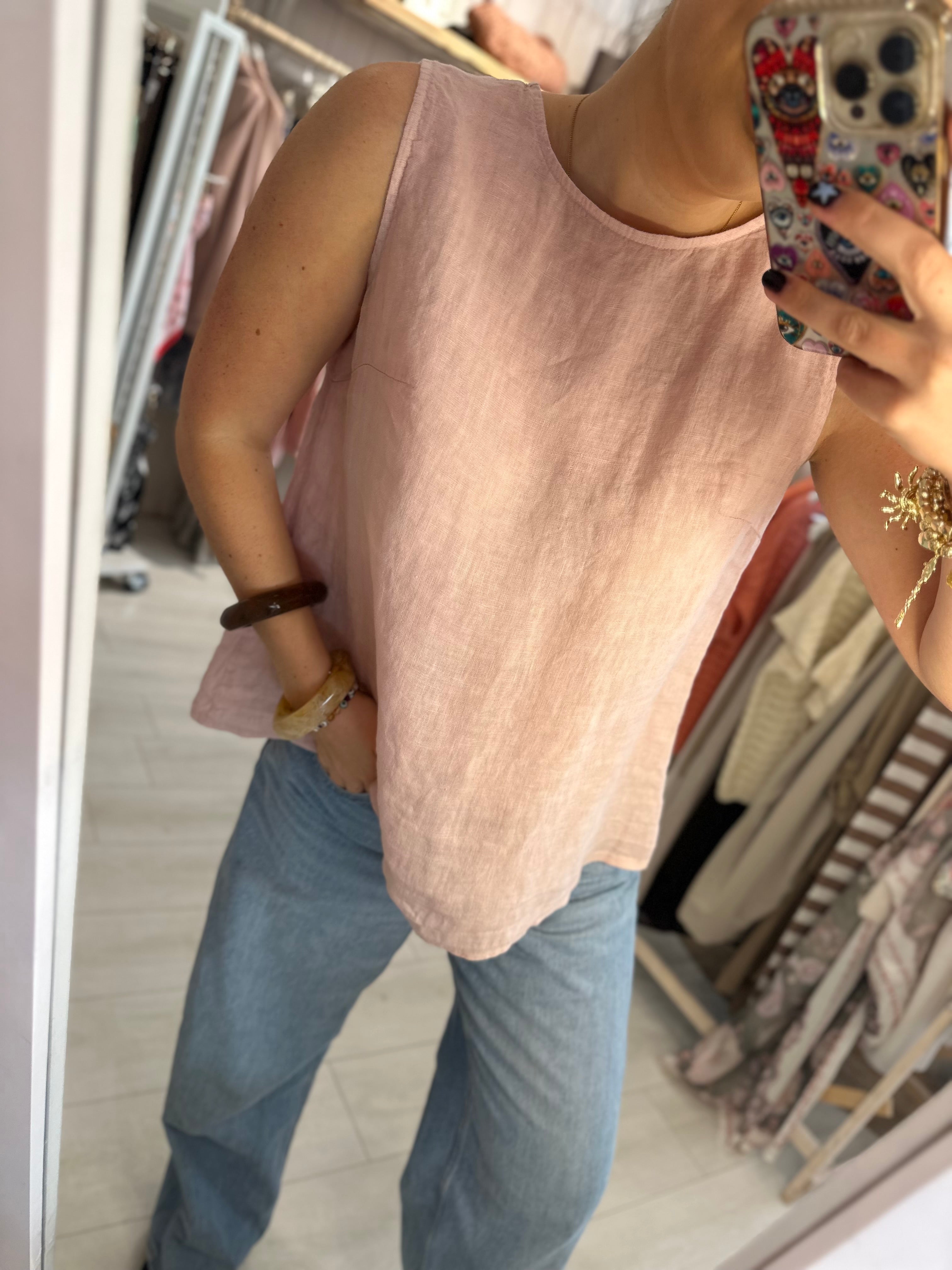 Bonnie Linen Button Back