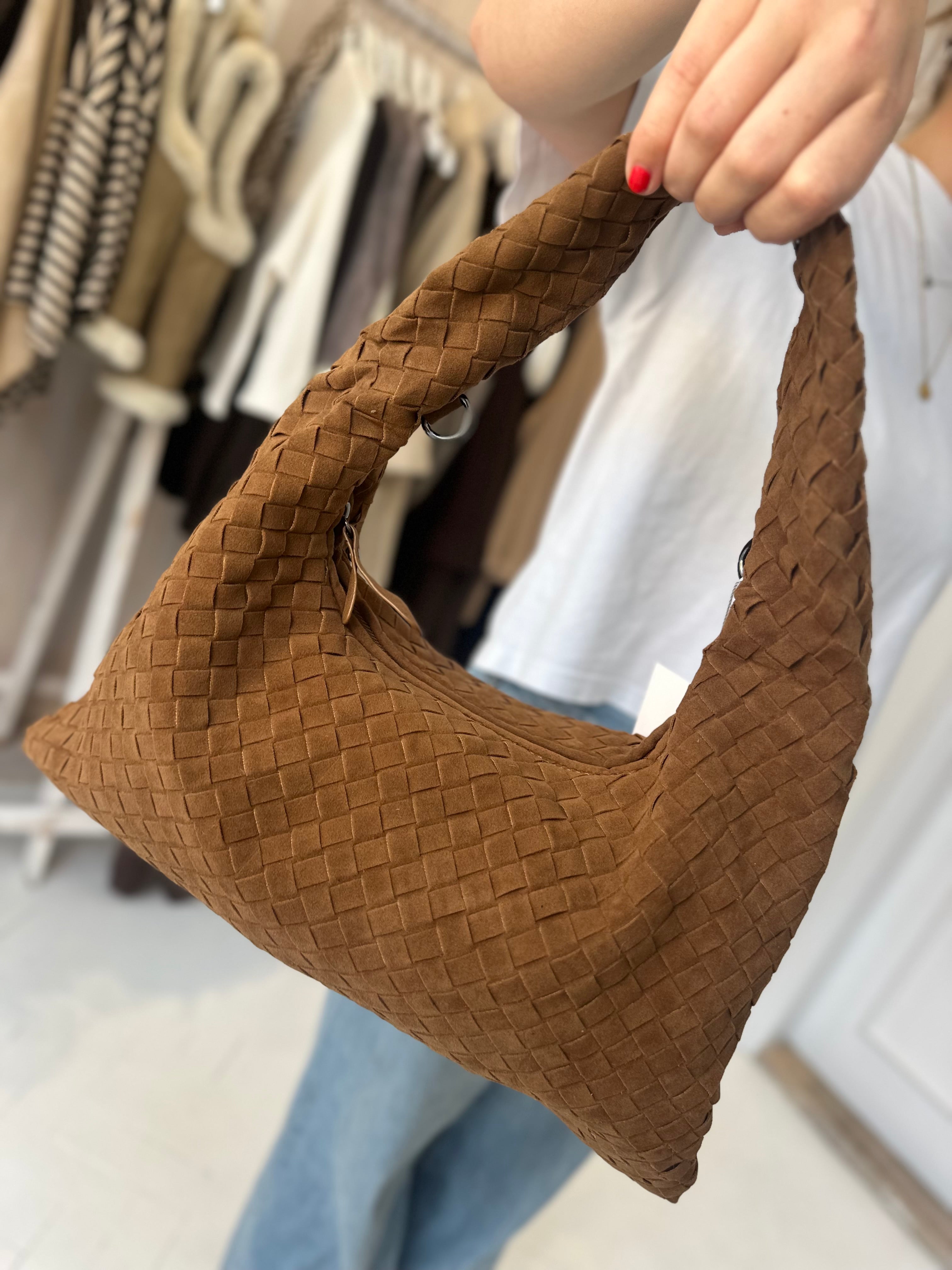 Faux Suede Woven Bag
