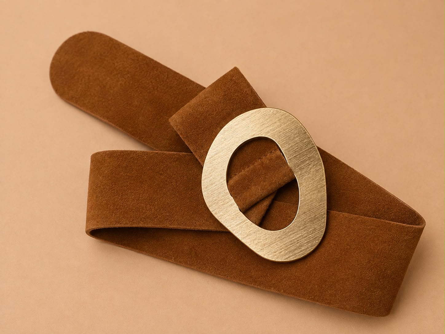 Brushed Buckle Wide Belt