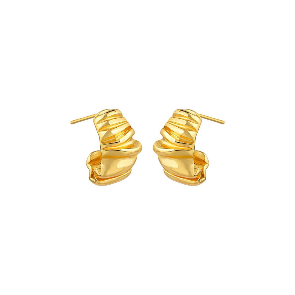 Crinkled Curved Earring