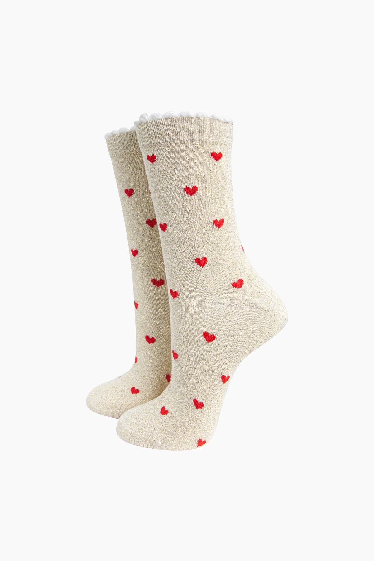 Heart Glitter Cotton Socks