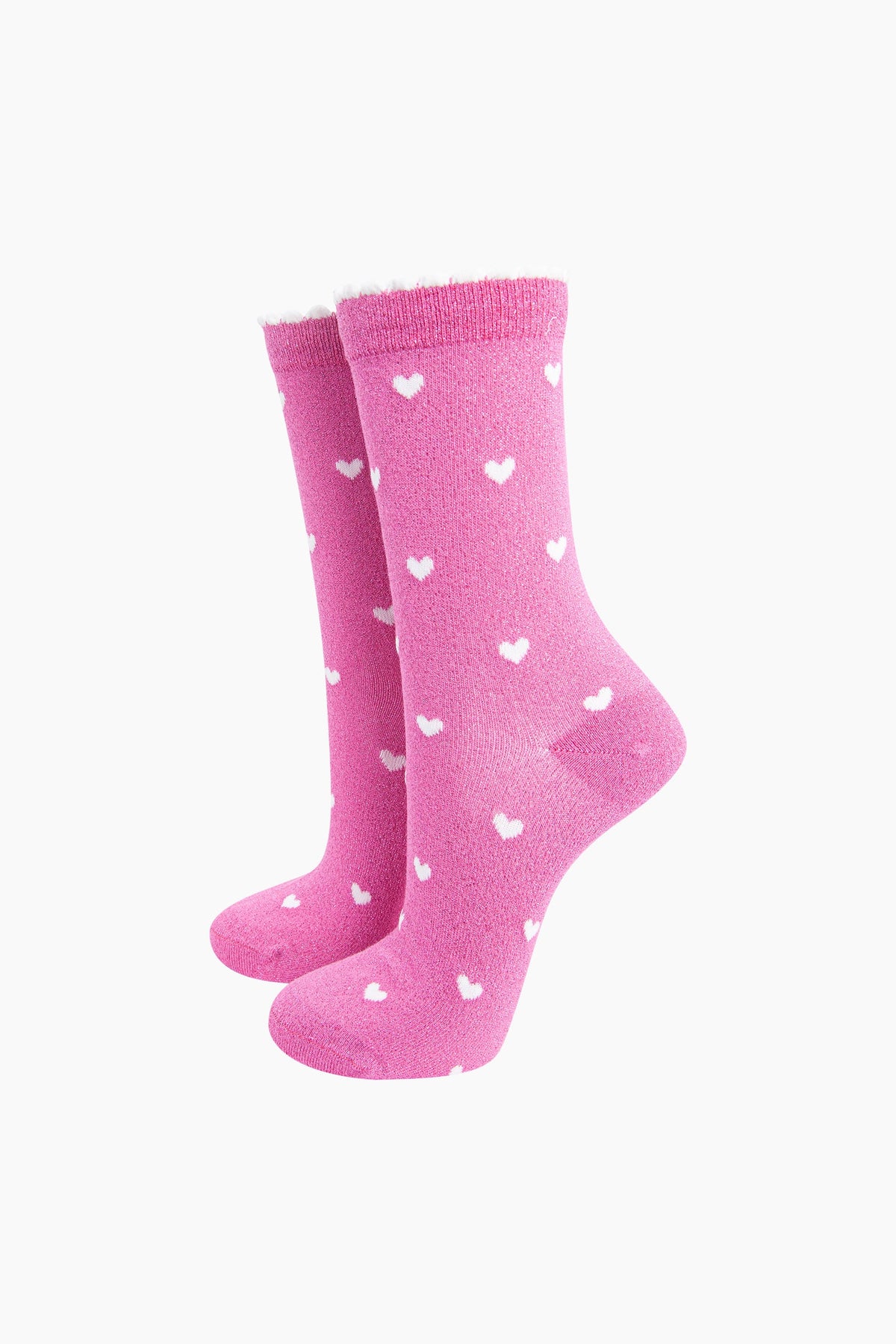 Heart Glitter Cotton Socks