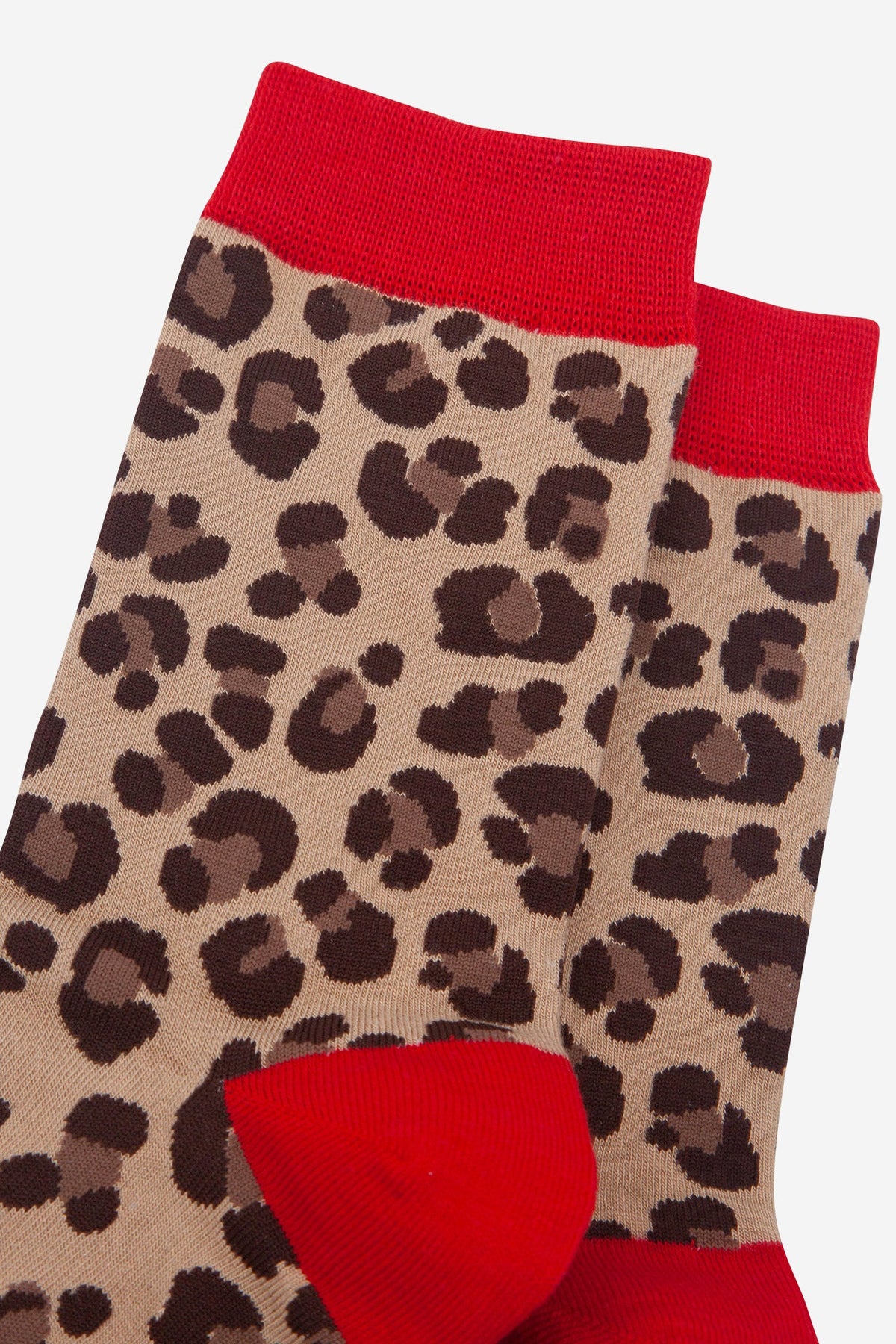 Leopard Bamboo Socks - Beige/Red