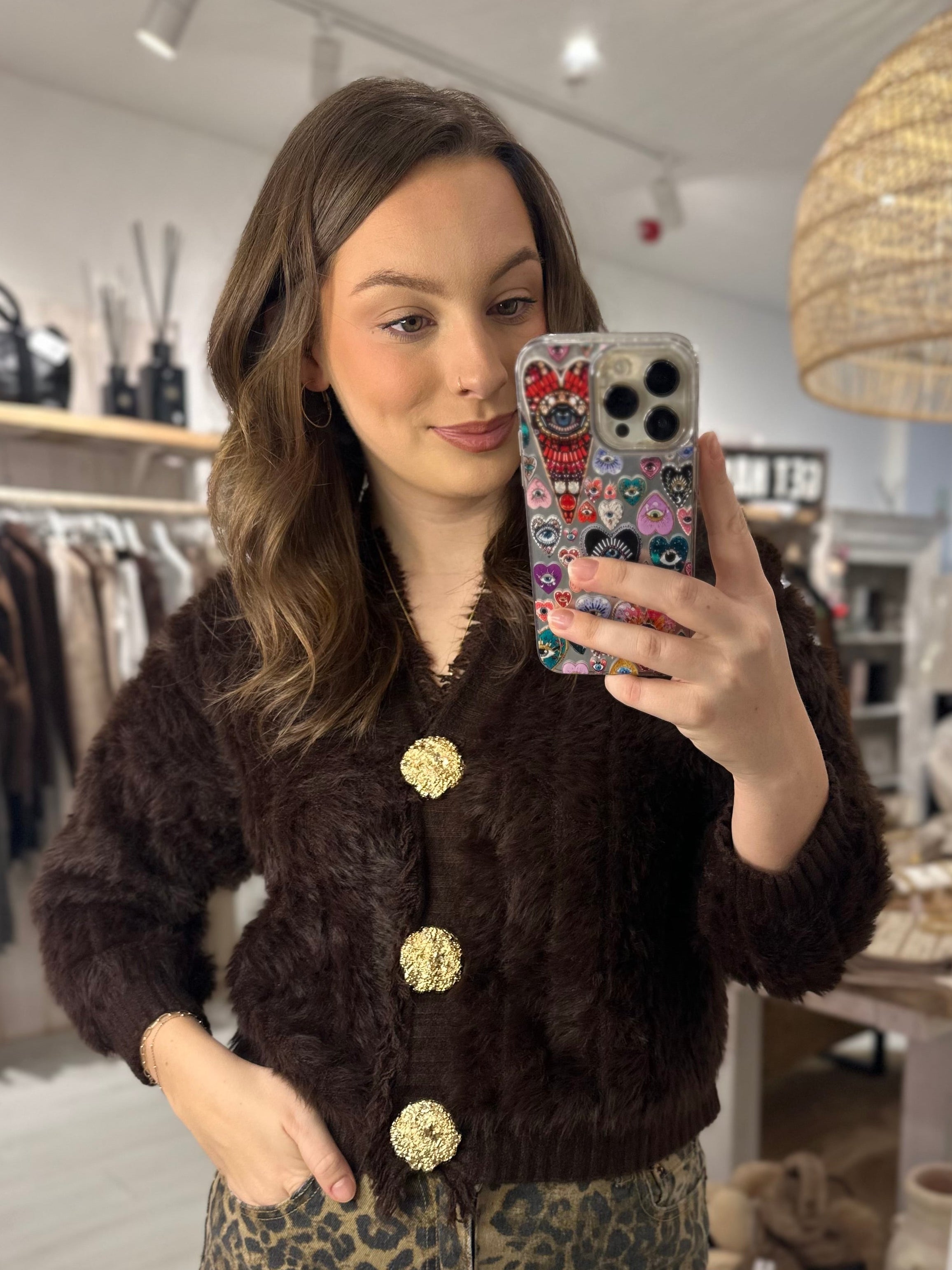 Jeanie Statement Button Cardigan