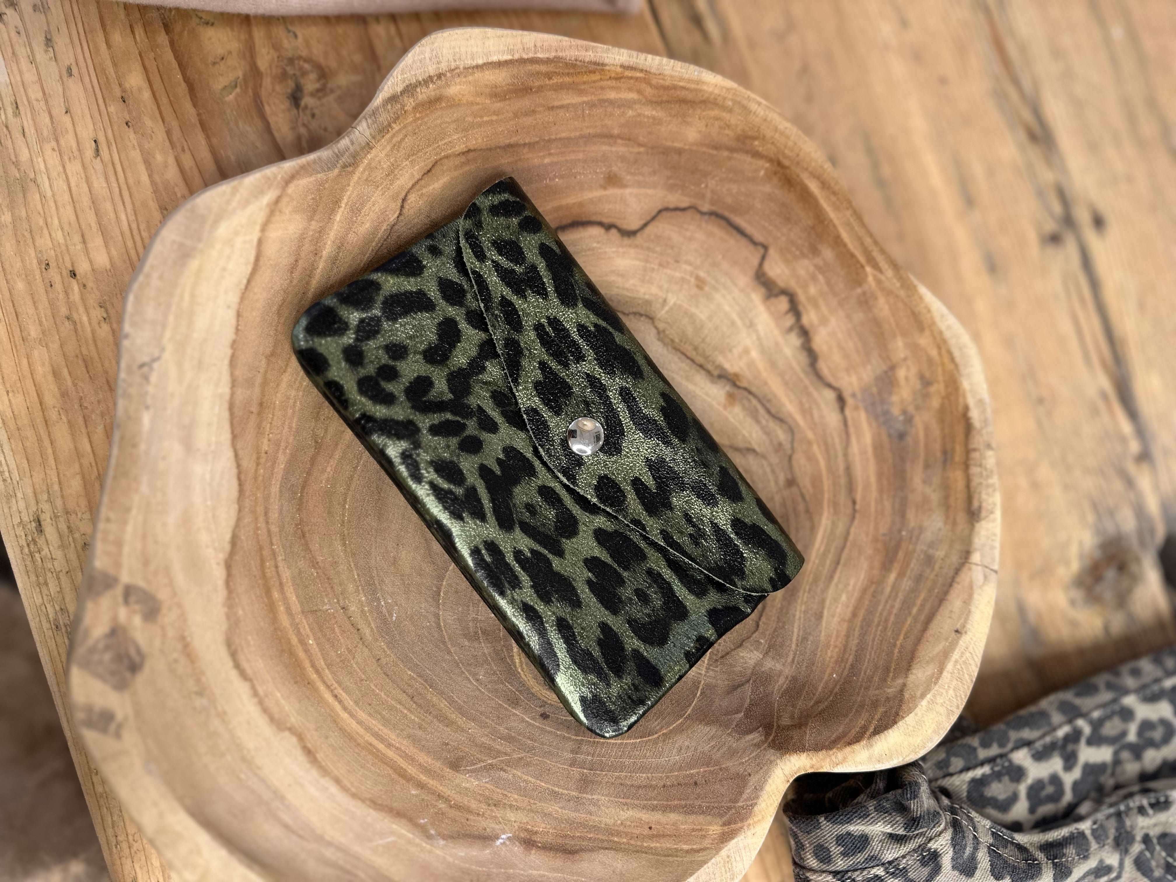 Metallic Leopard Large Purse