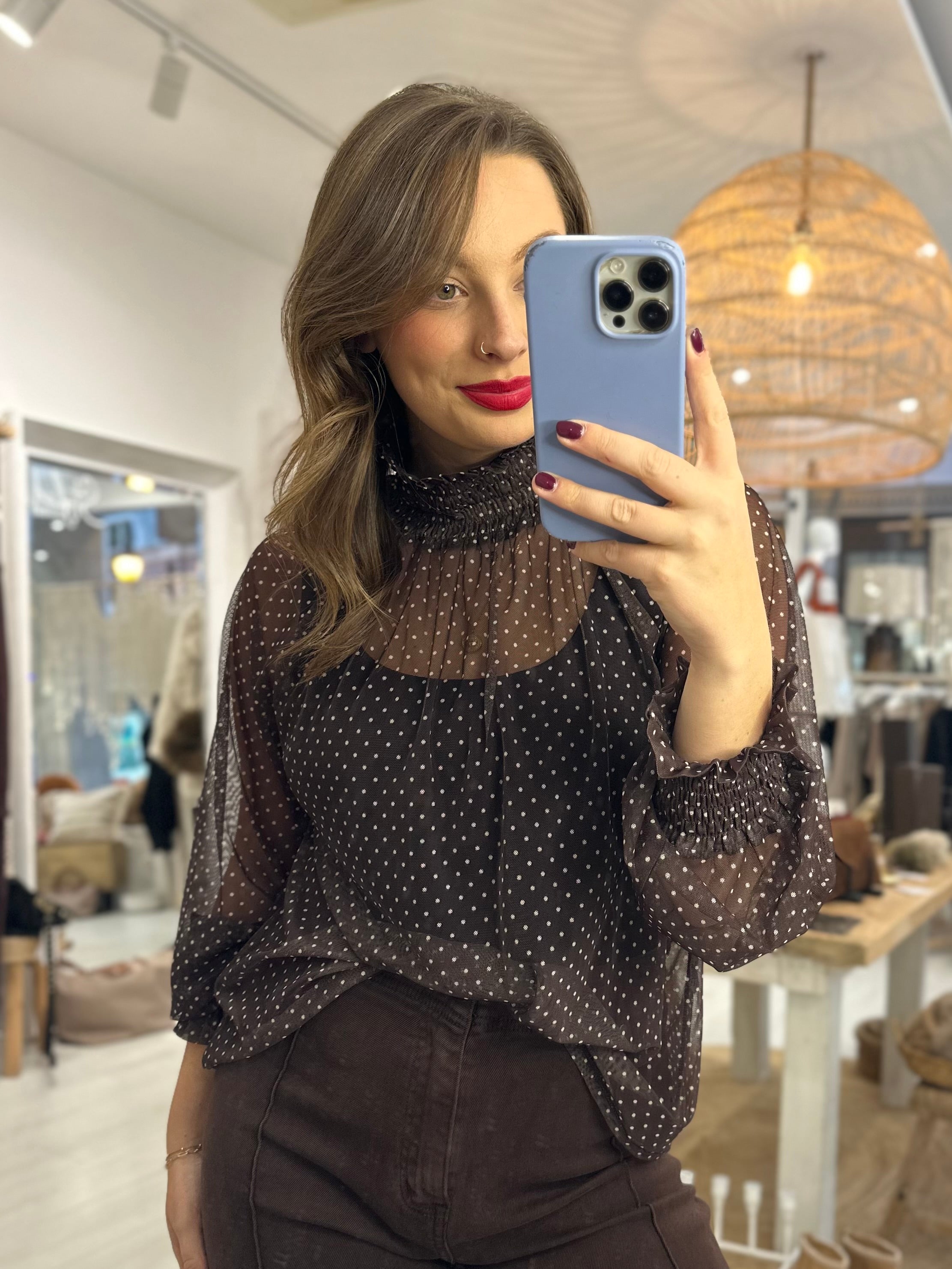 Harper Spotted Mesh Top