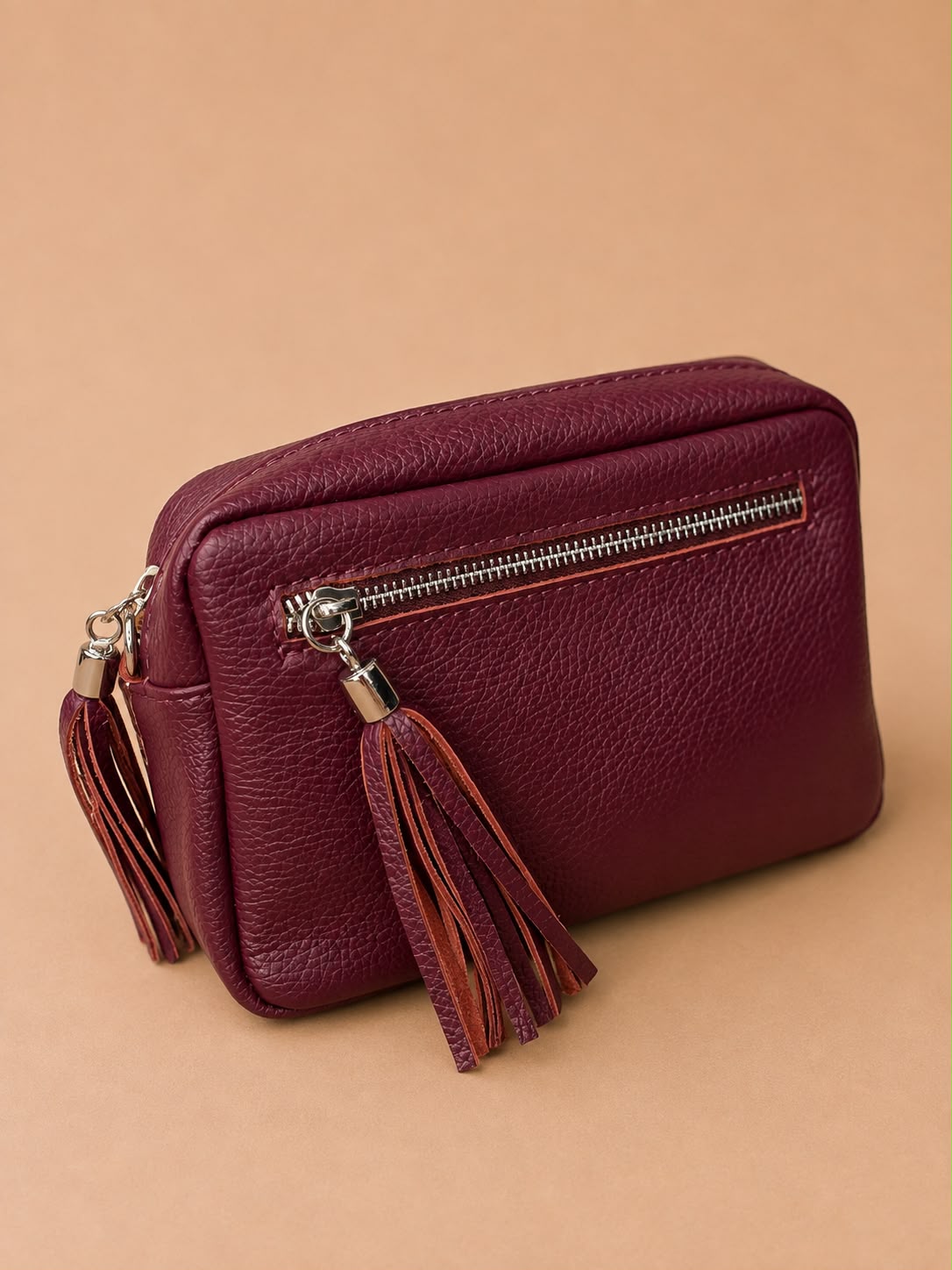 Leather Zip Front Camera Bag