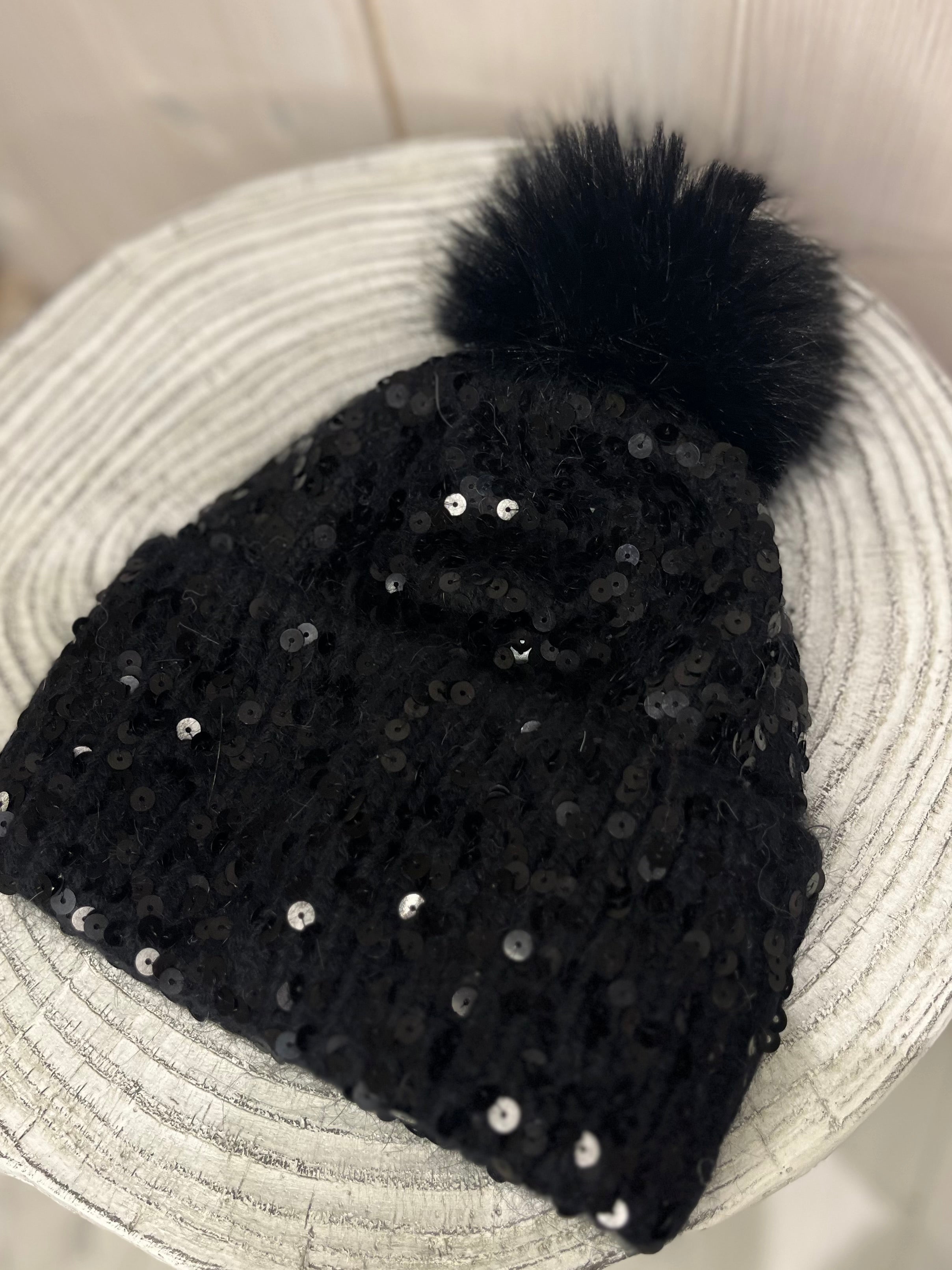 Sparkle Sequin Hat Black