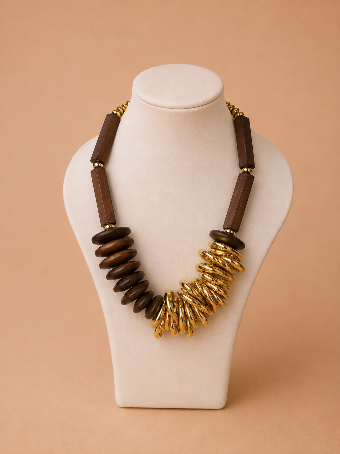 Sienna Wooden and Gold Necklace