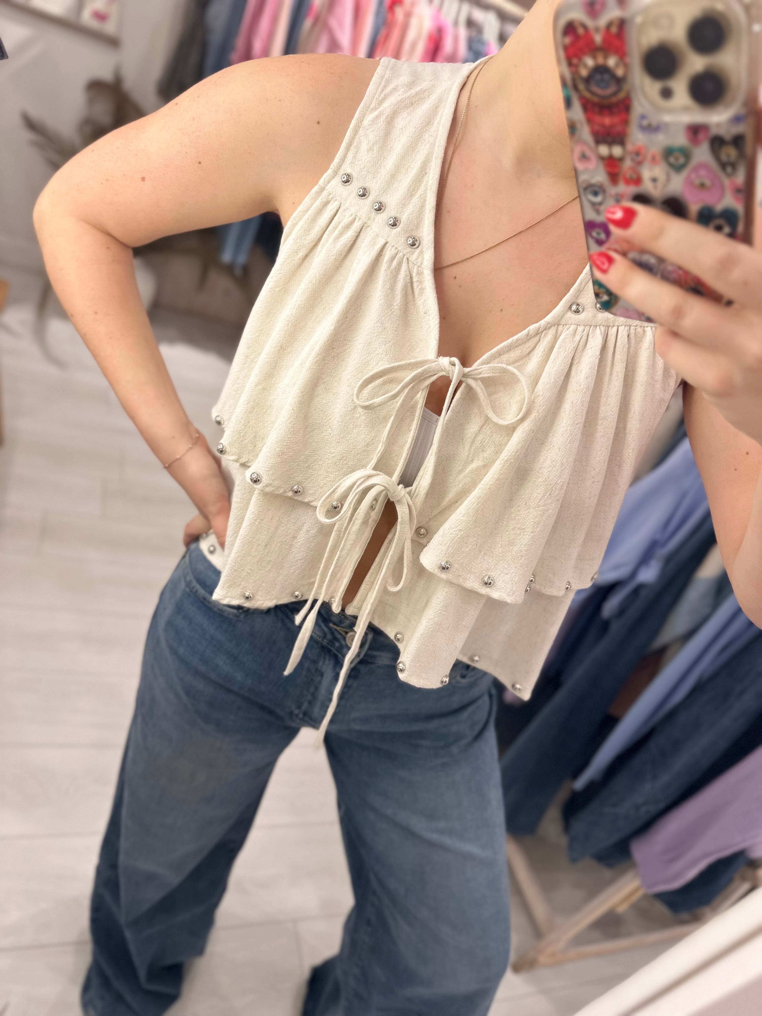 Josephine Studded Tie Vest
