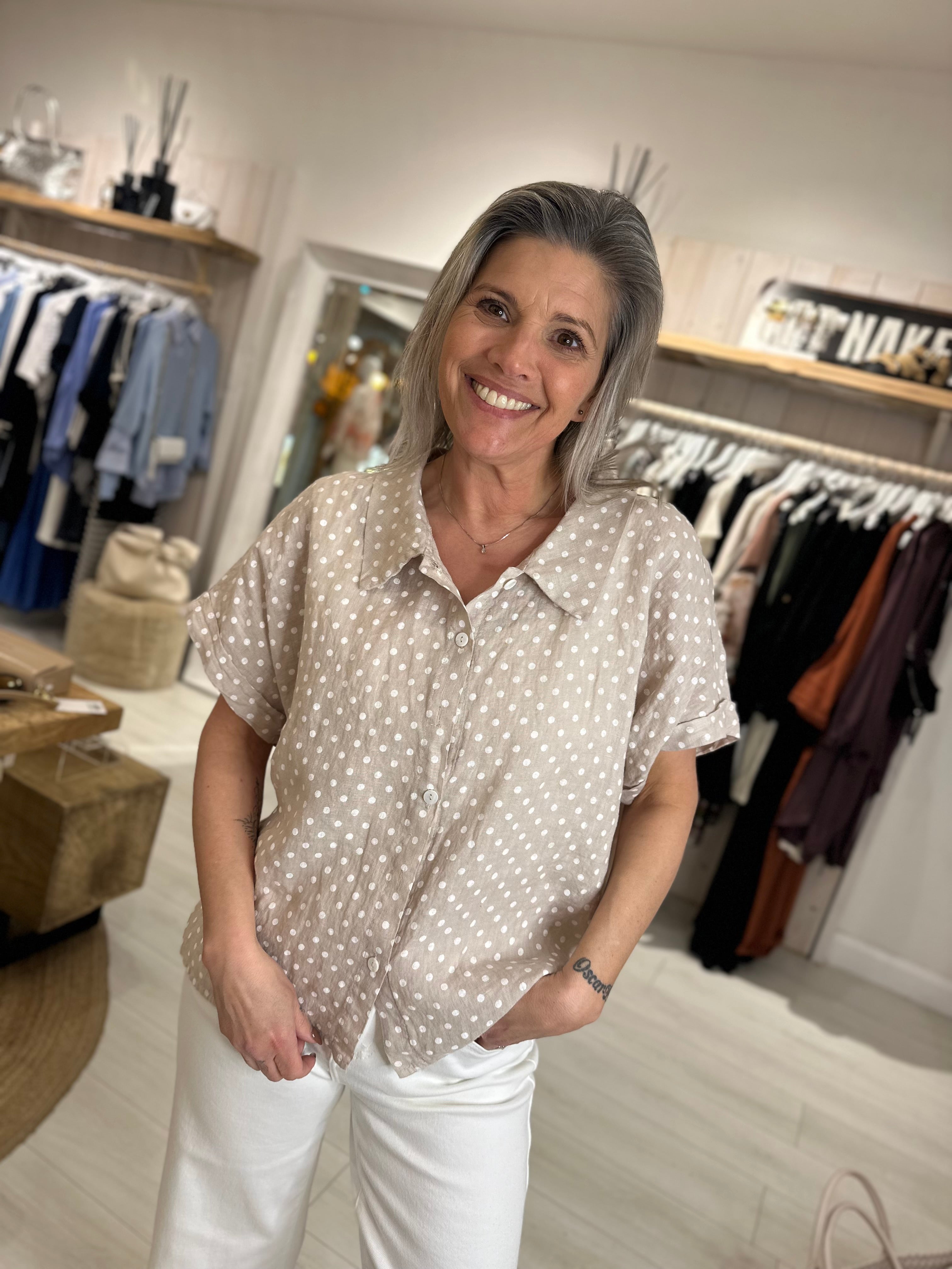 Polka Dot Linen Shirt