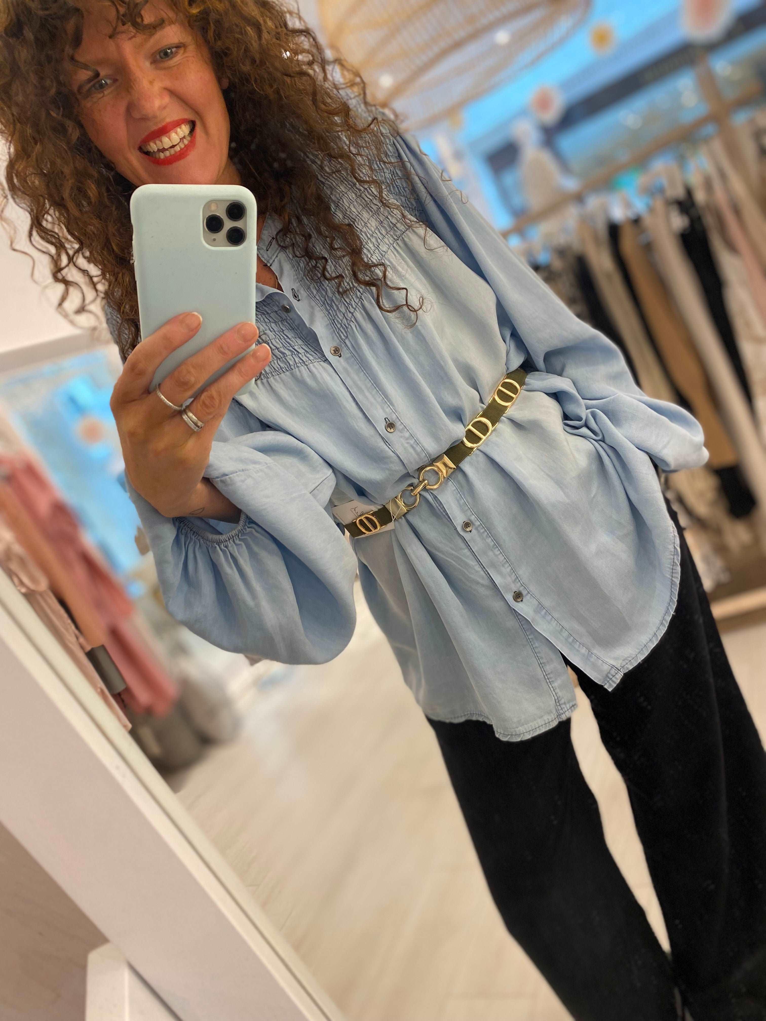 Denim Wash Oversized Blouse