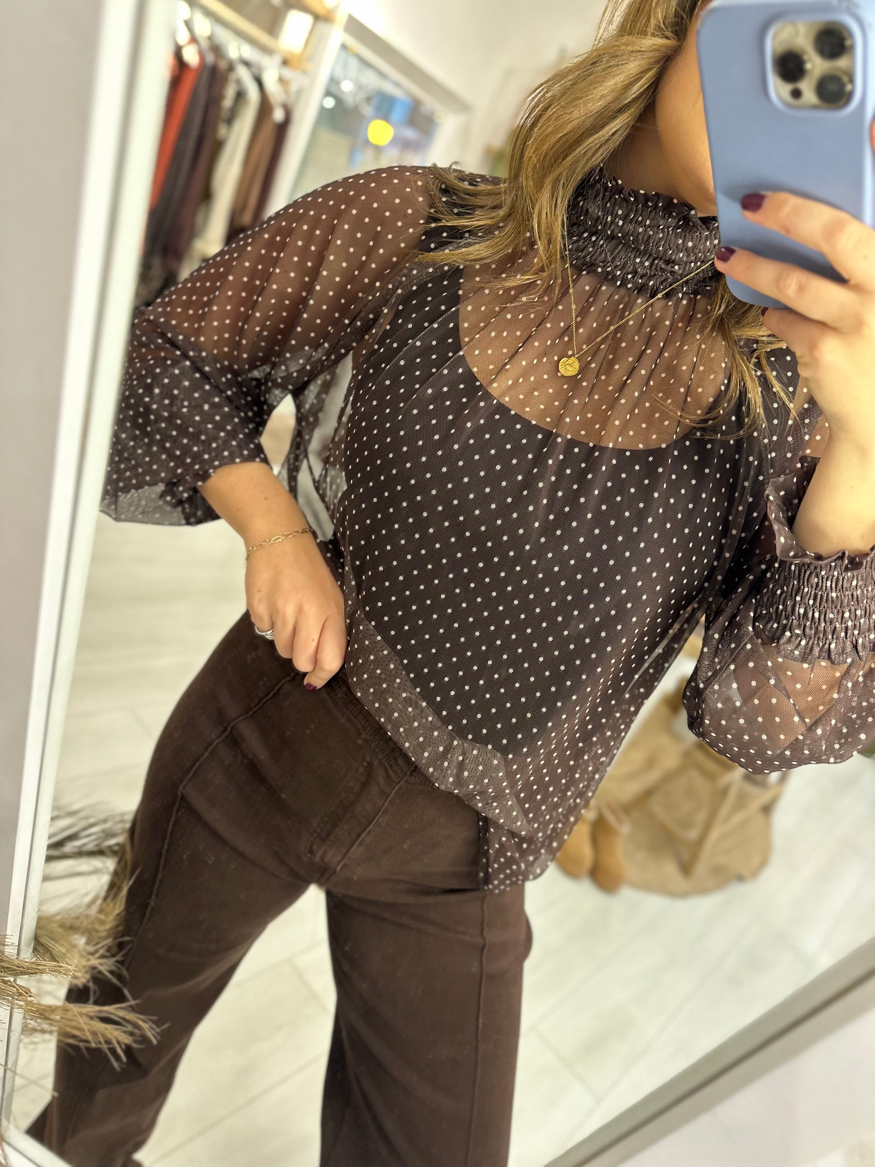 Harper Spotted Mesh Top
