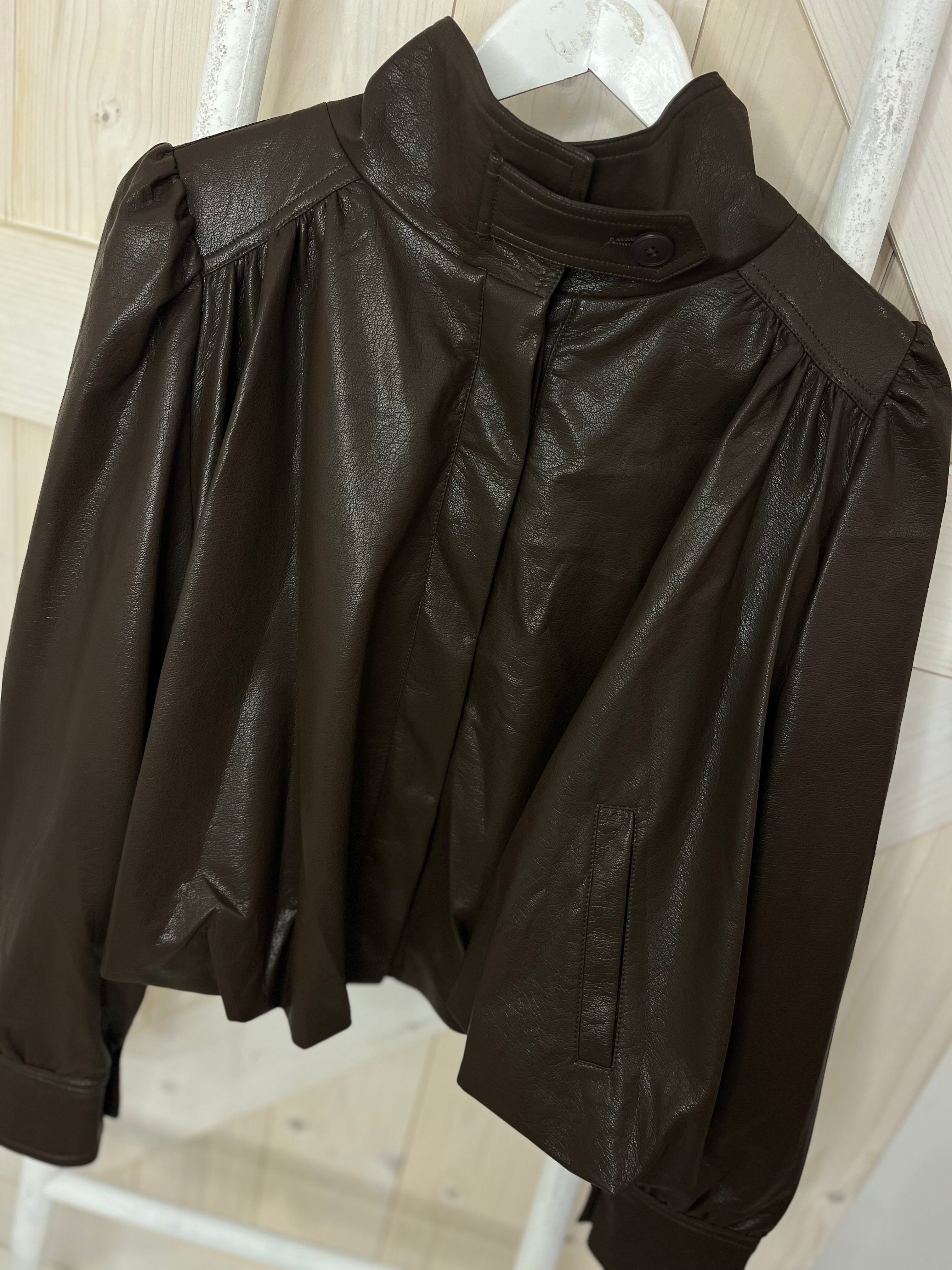Mila Faux Leather Voluminous Jacket
