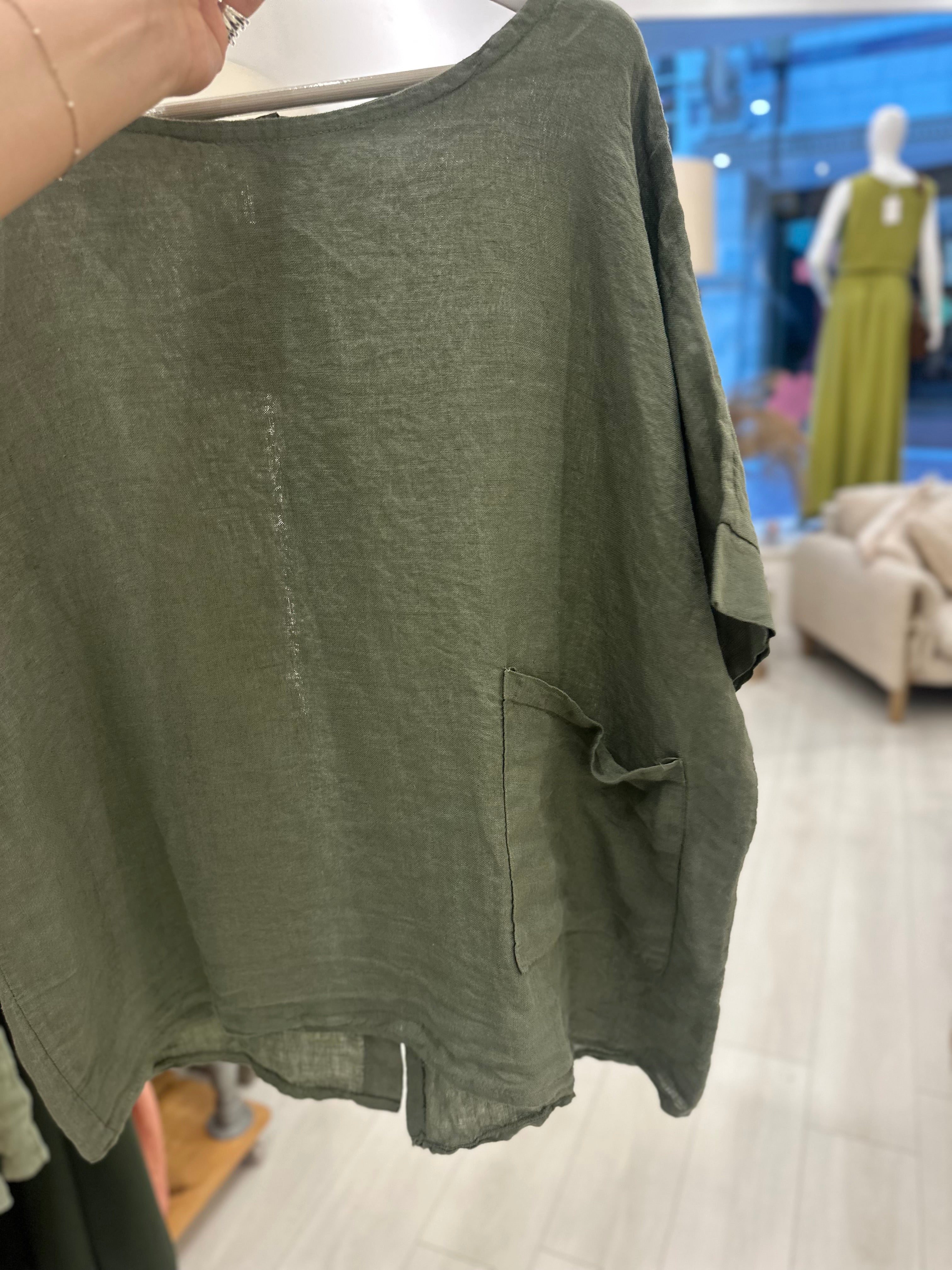 Olive Round Neck Top