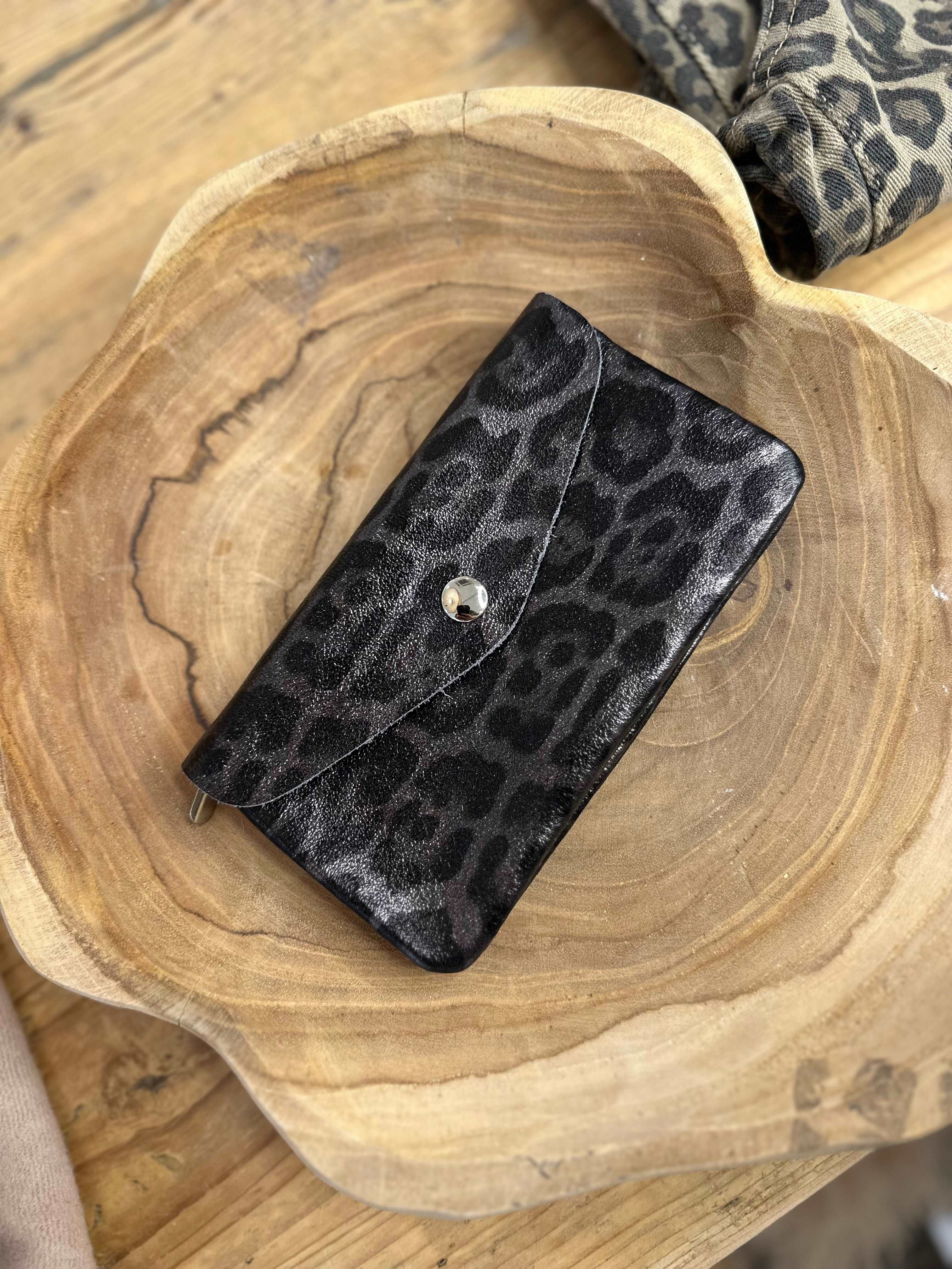 Metallic Leopard Large Purse