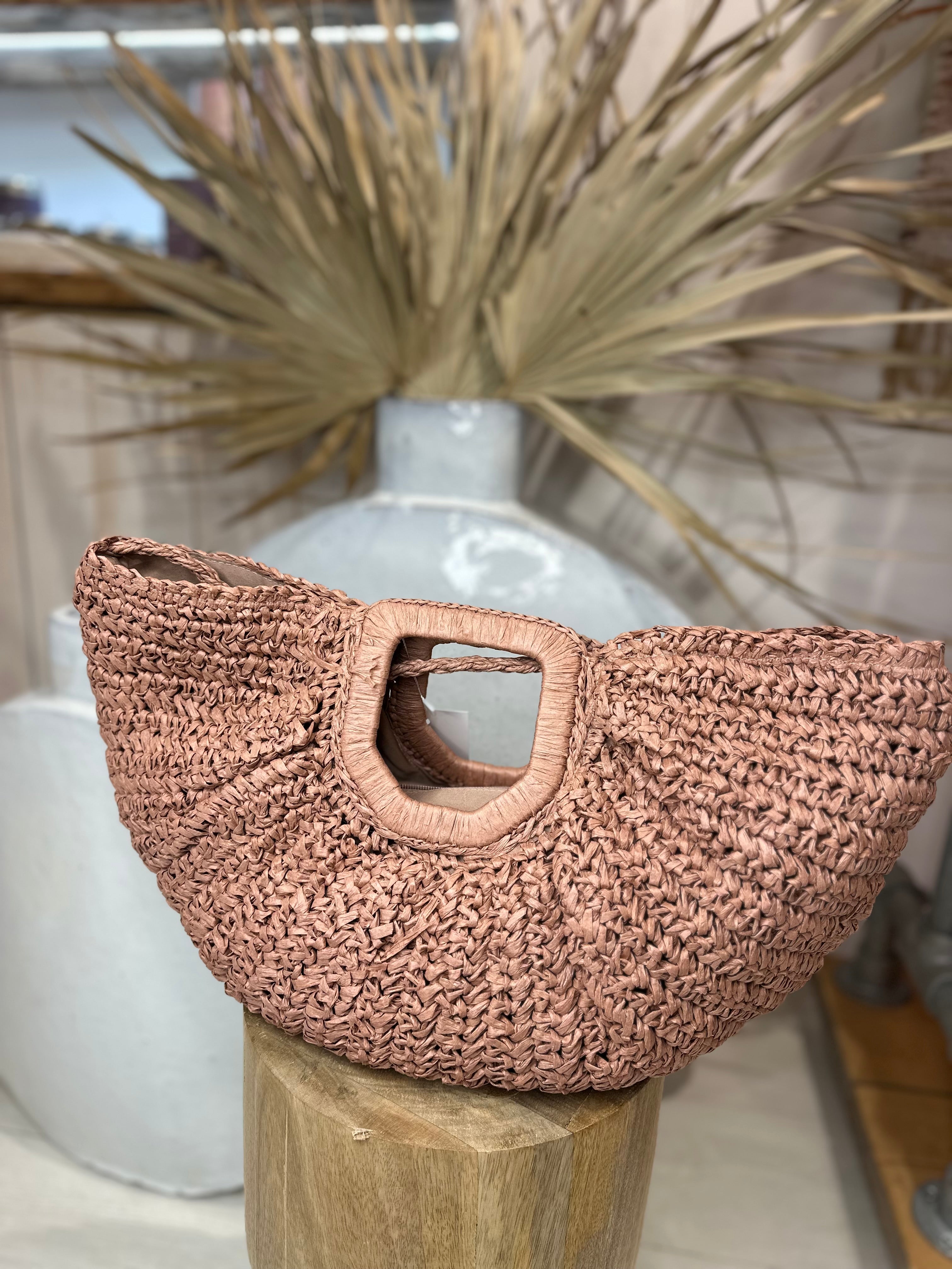 Half Moon Straw Clutch