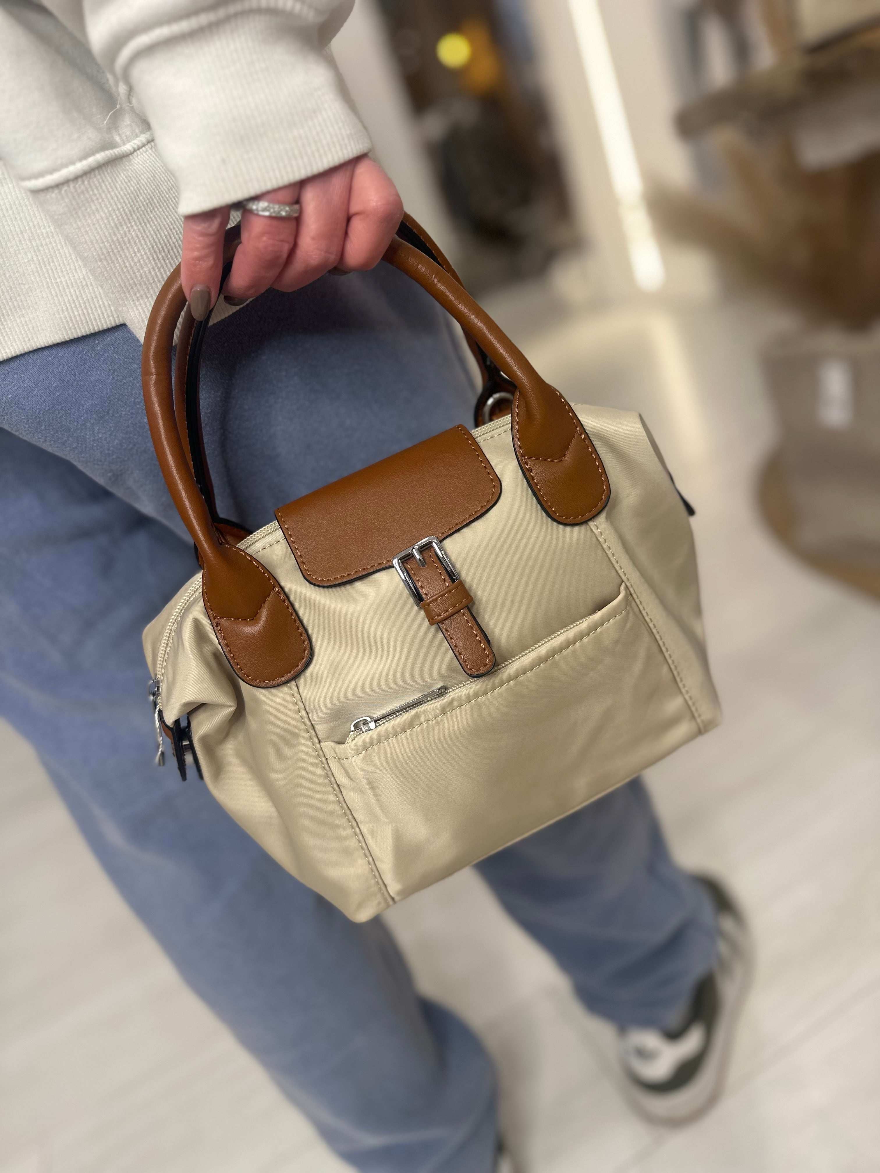 Cream Satchel Style Shopper