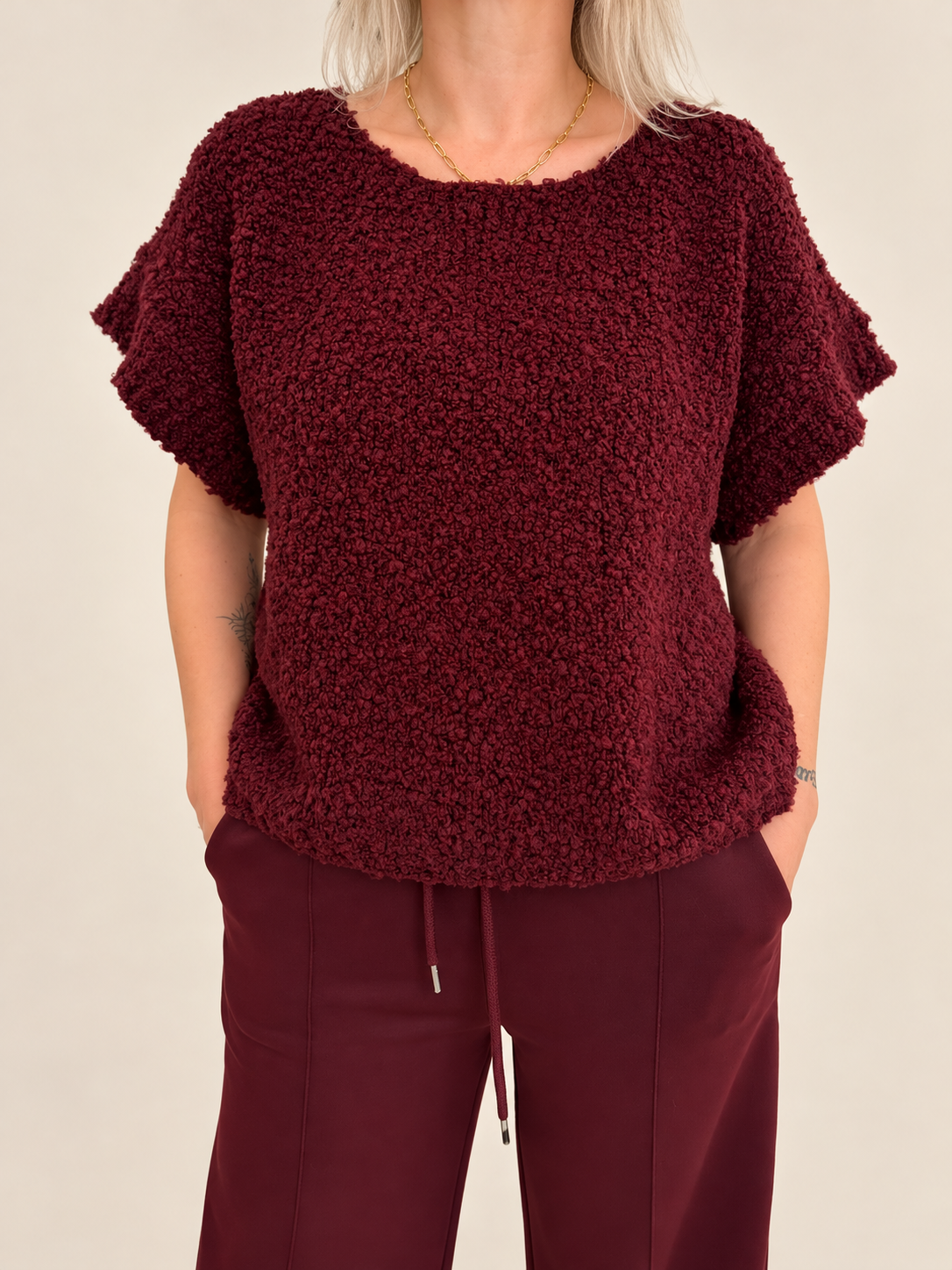 Poppy Popcorn Knit