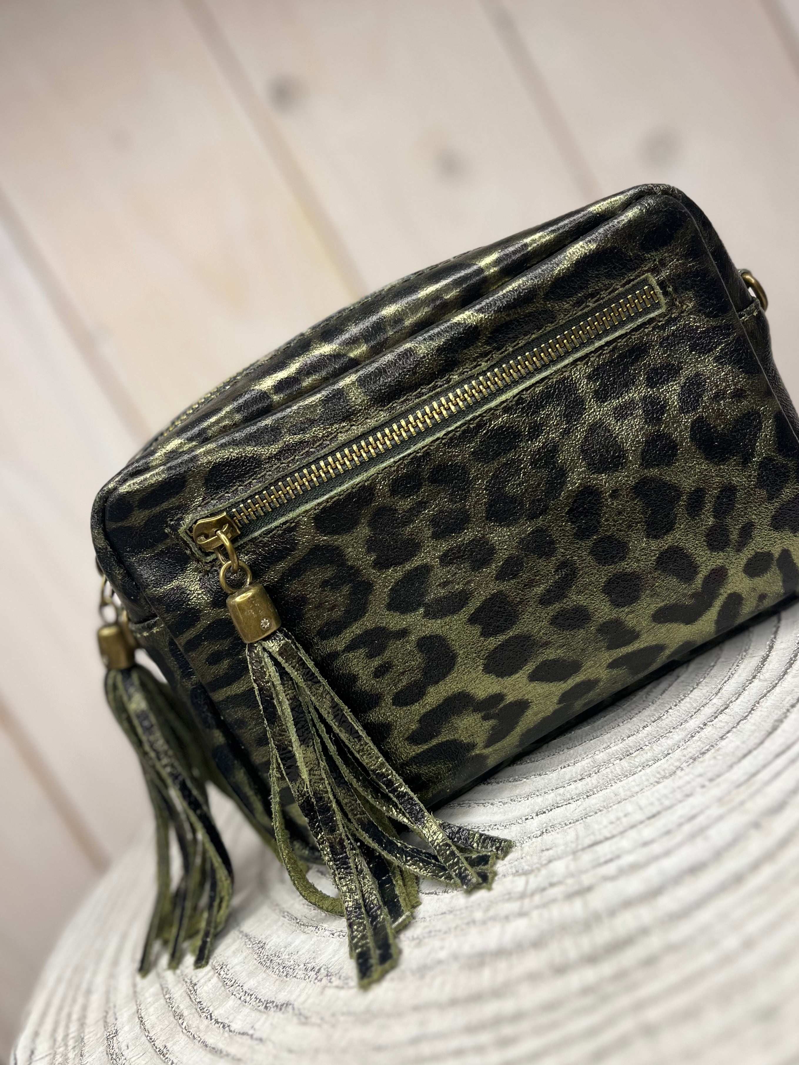 Metallic Leather Camera Bag