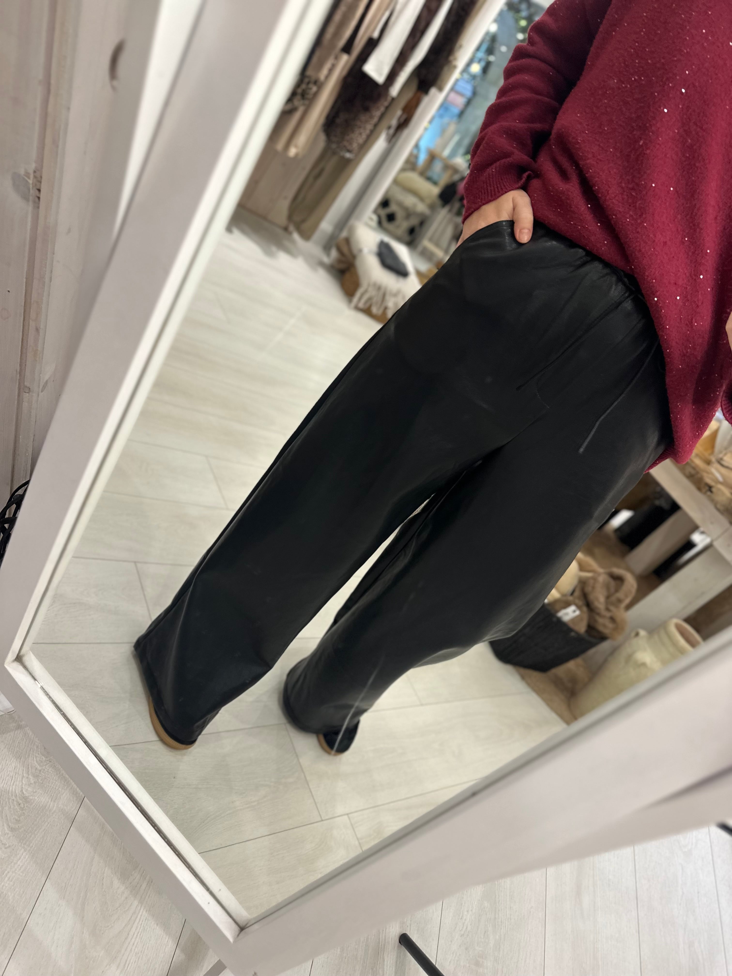 Laura Faux Leather Wide Leg