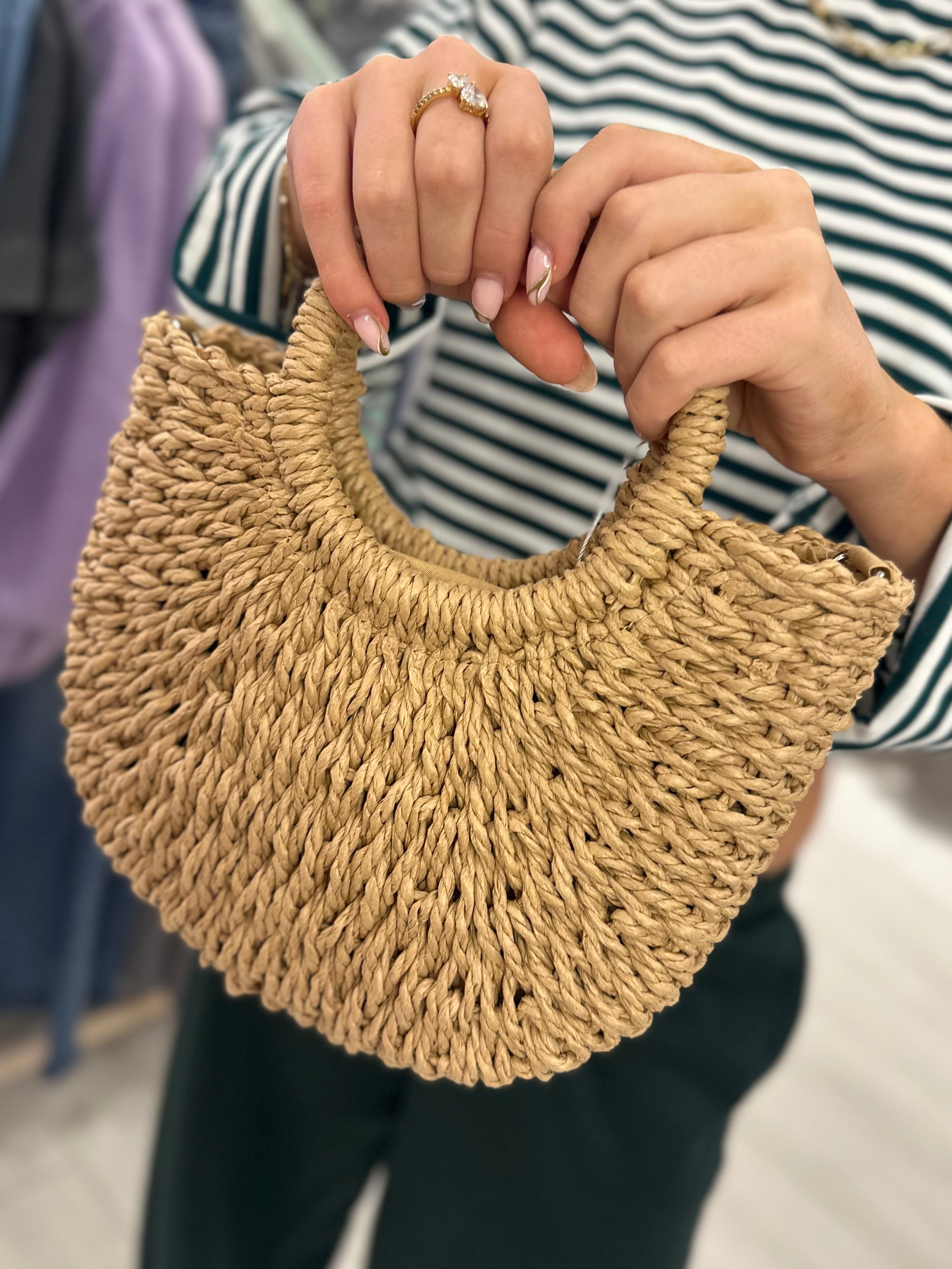 Straw Top Handle Bag