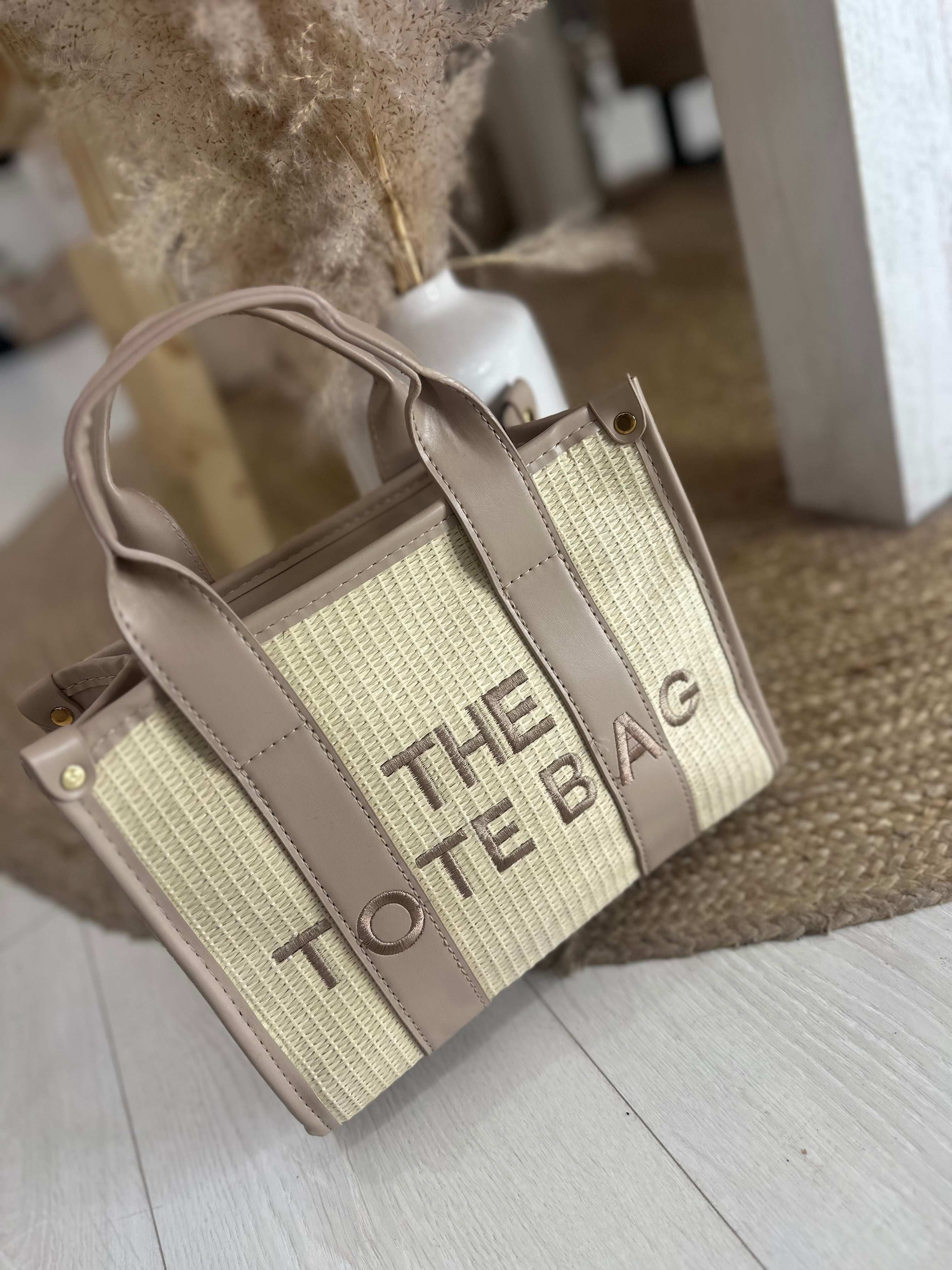 Straw Embroided Tote Bag