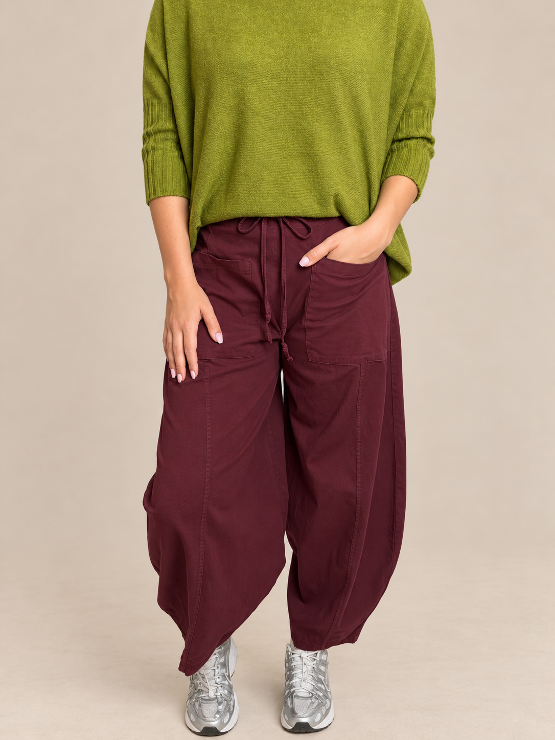 Ellie Tie Waist Barrel Trousers