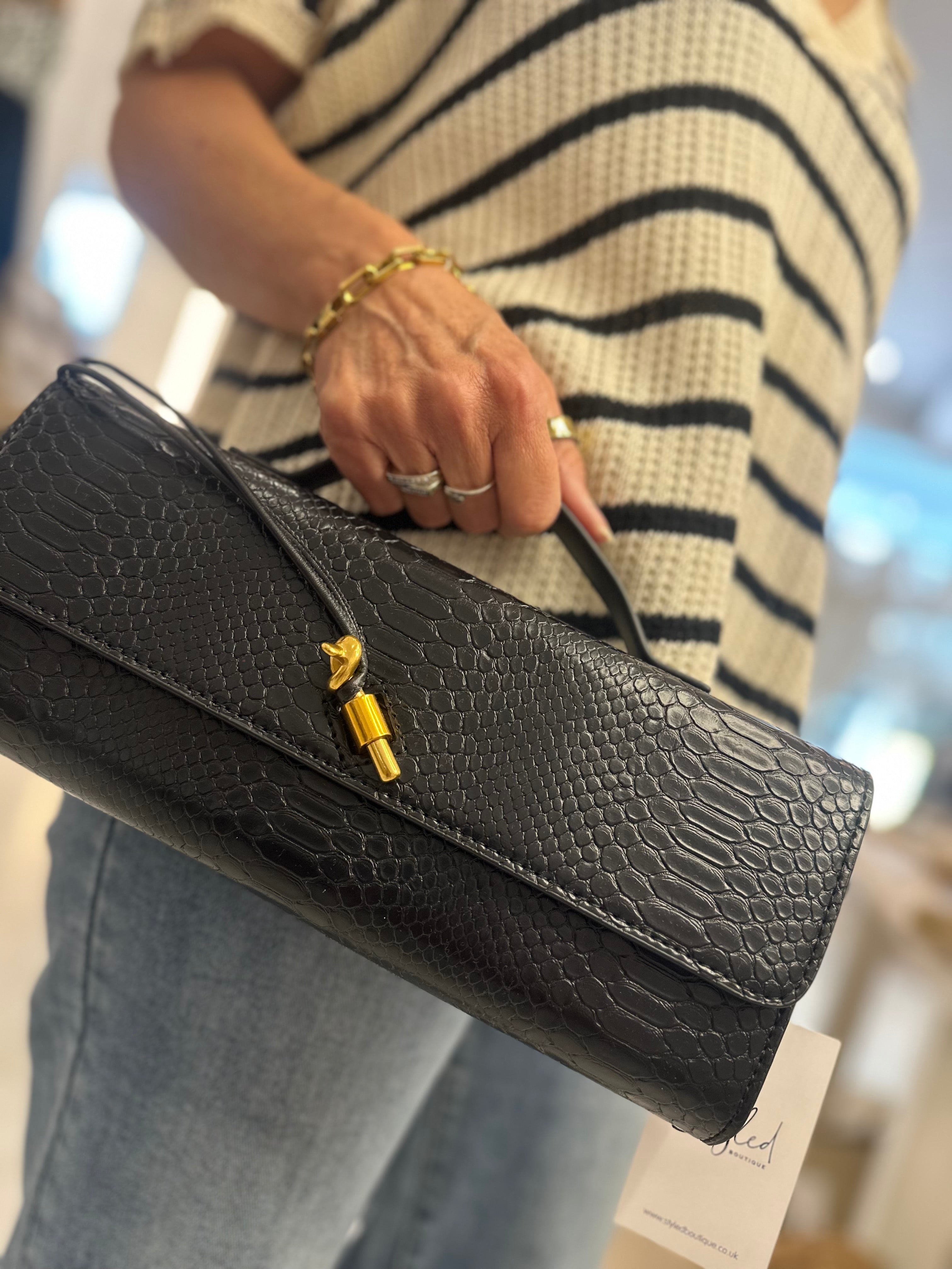 Faux Croc Envelope Clutch