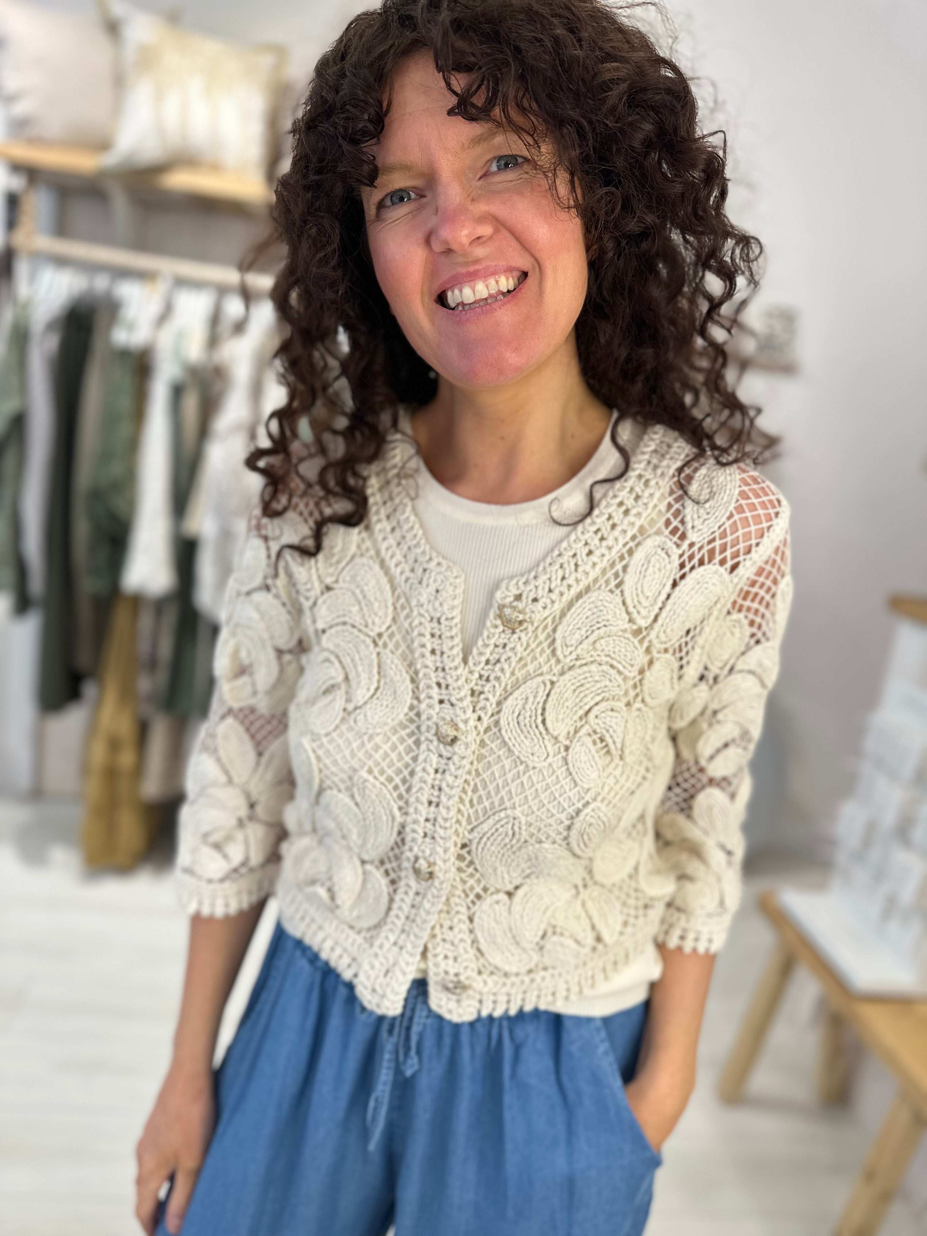 Bohemia 3/4 Sleeve Crochet Cardigan