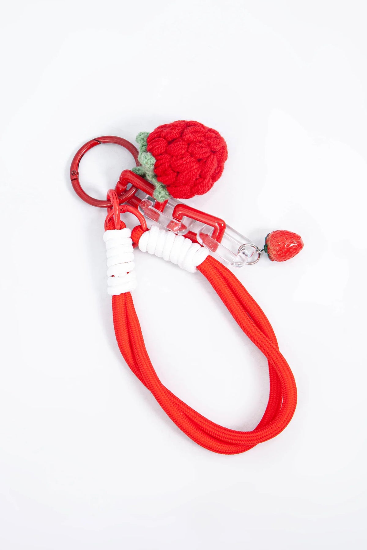 Strawberry Clip On Bag Knitted Charm