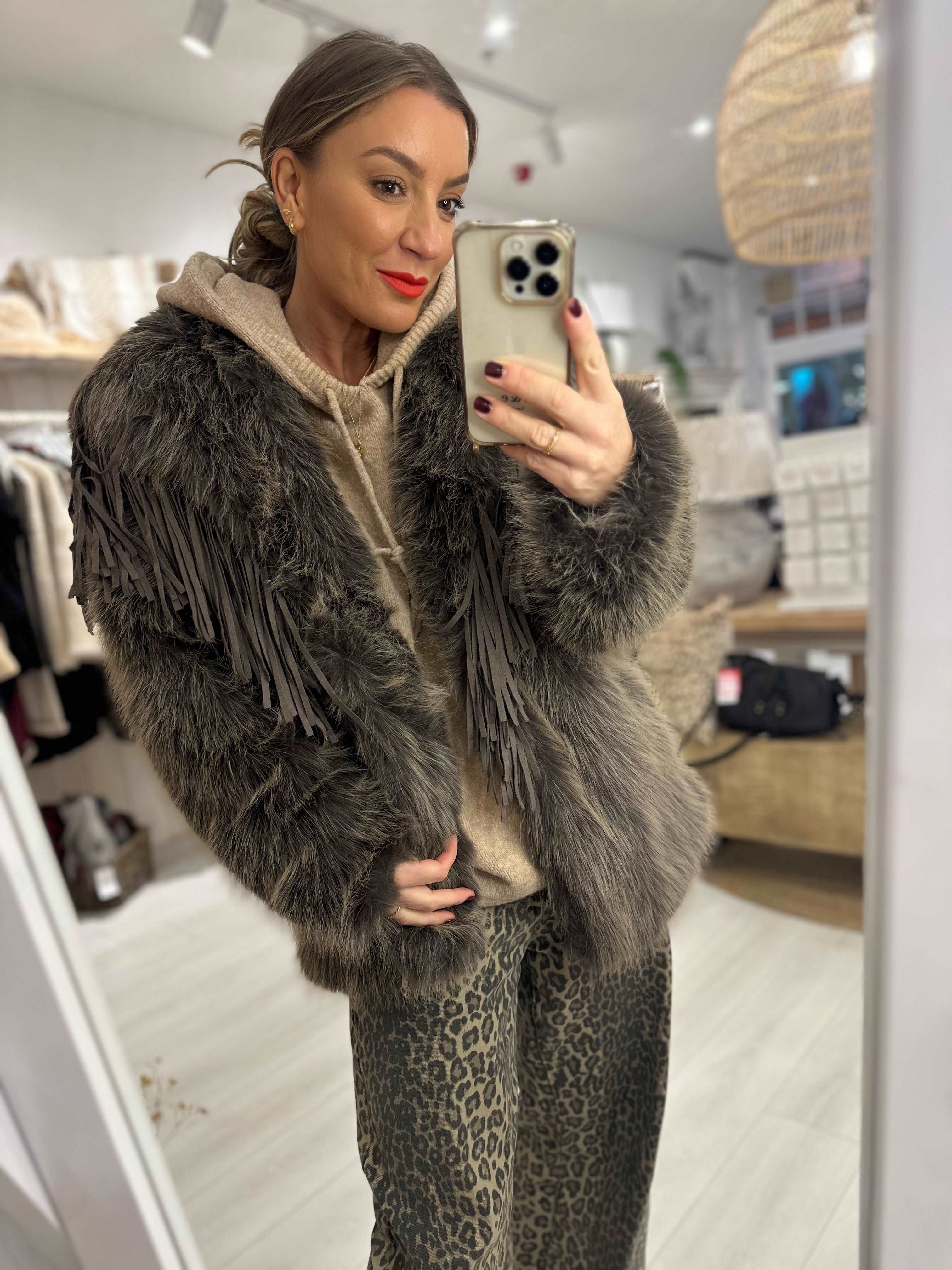 Hermione Faux Fur Tassel Coat