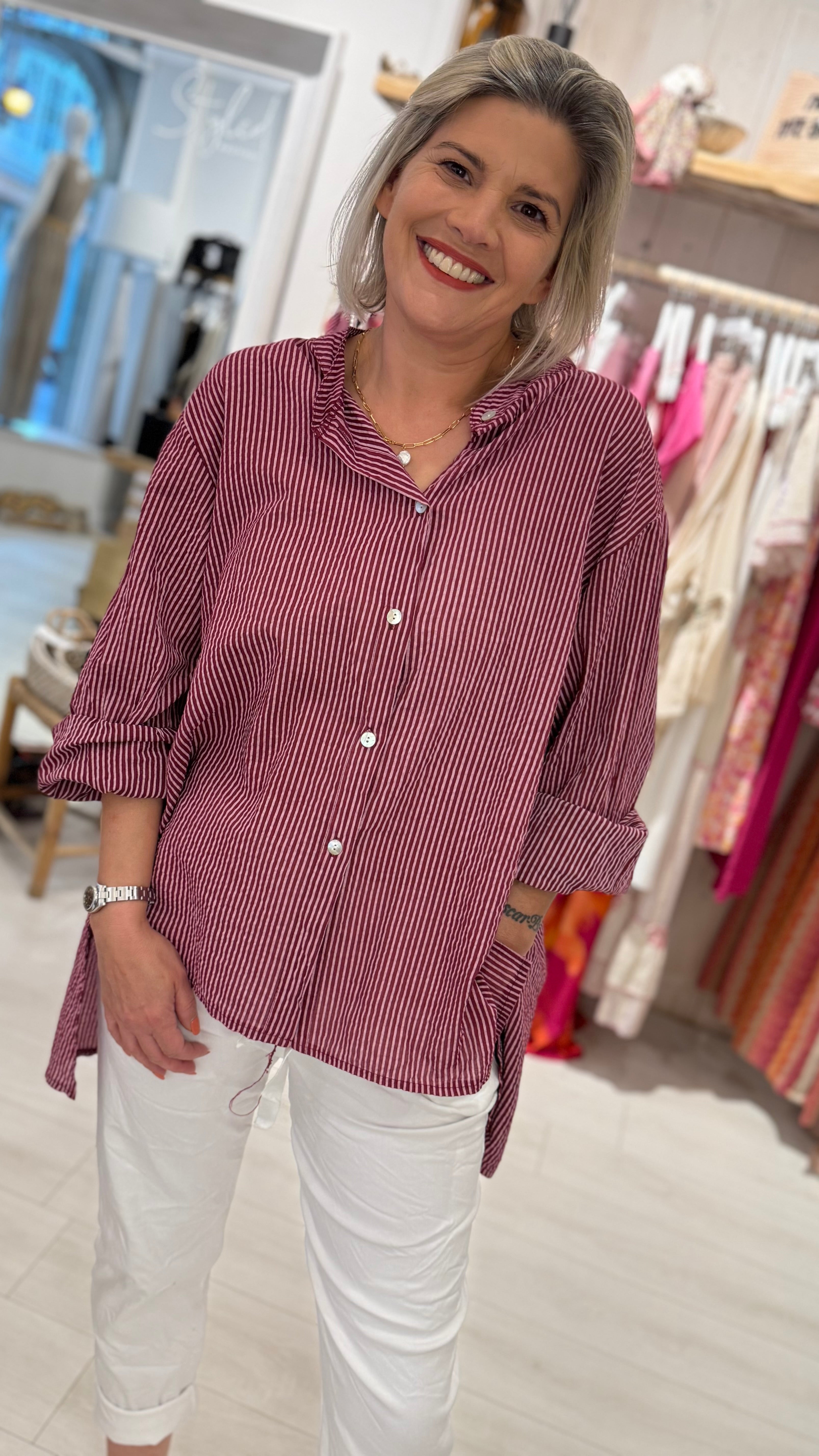 Ainsley Striped Grandad Shirt